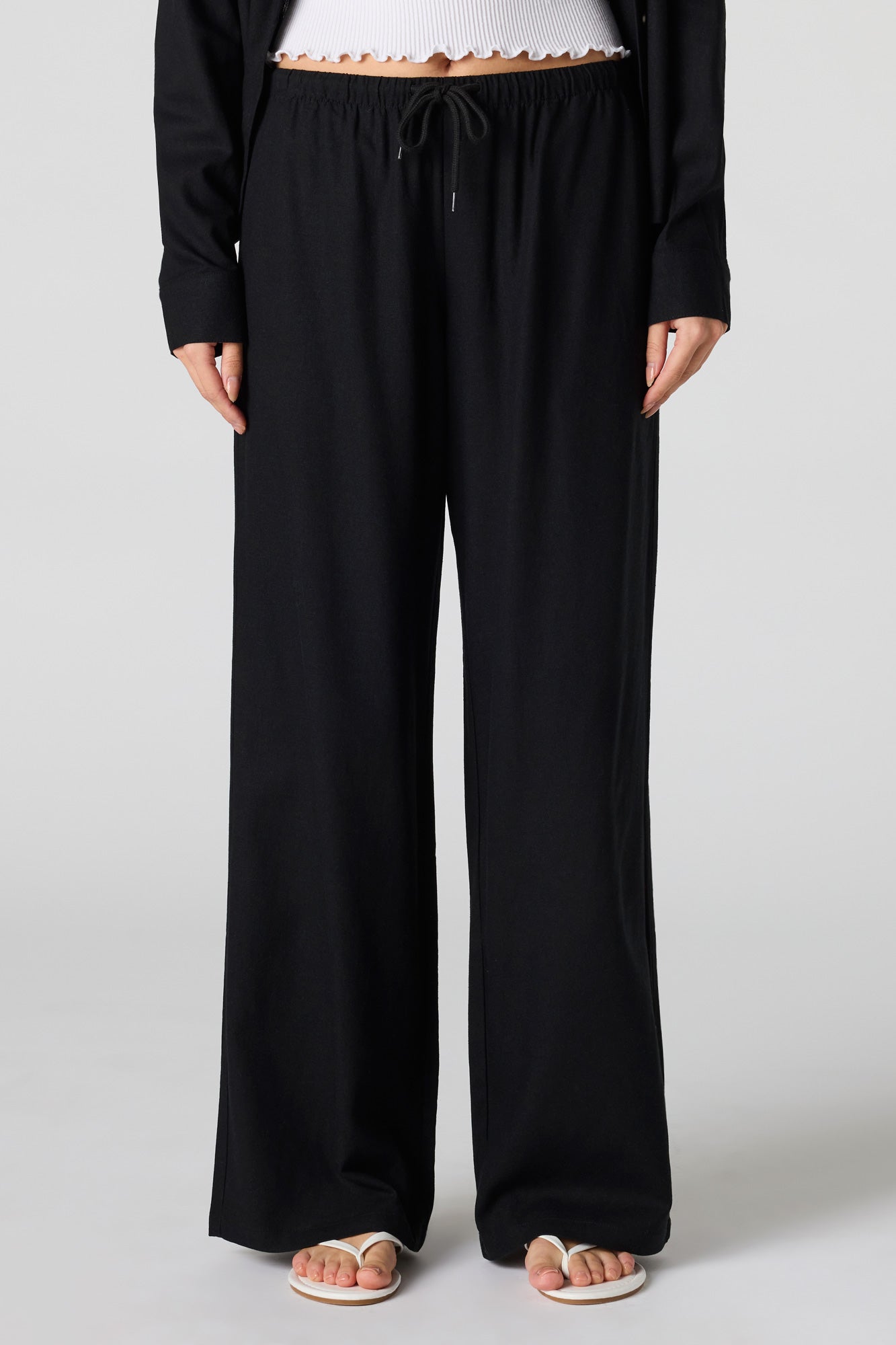 Linen-Blend Drawstring Pant