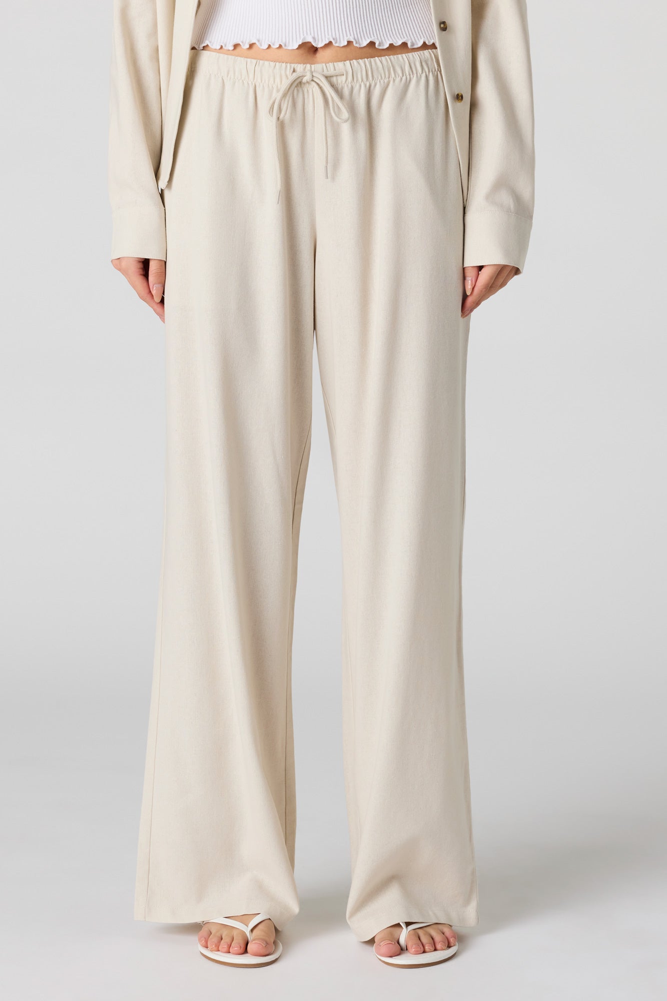 Linen-Blend Drawstring Pant