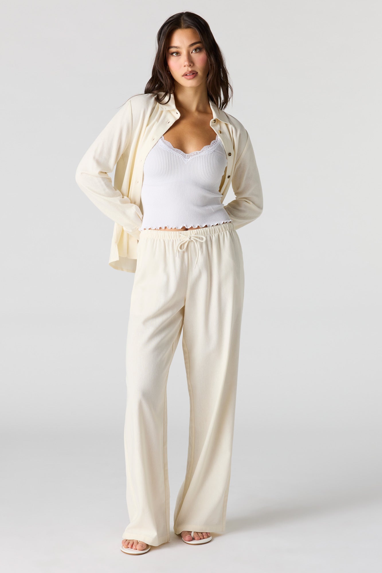 Linen-Blend Drawstring Pant