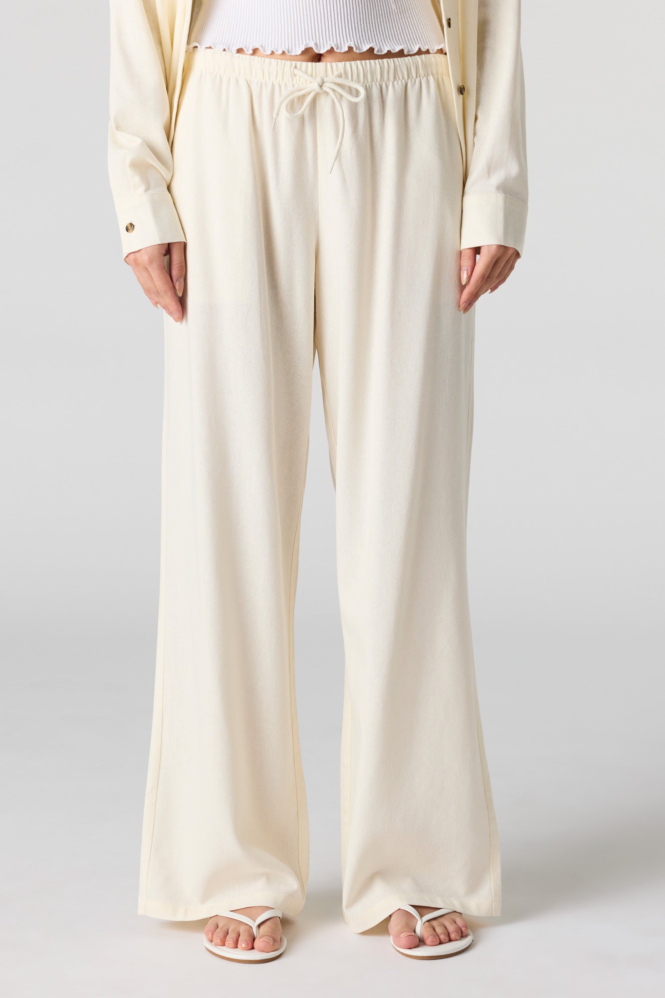 Linen-Blend Drawstring Pant