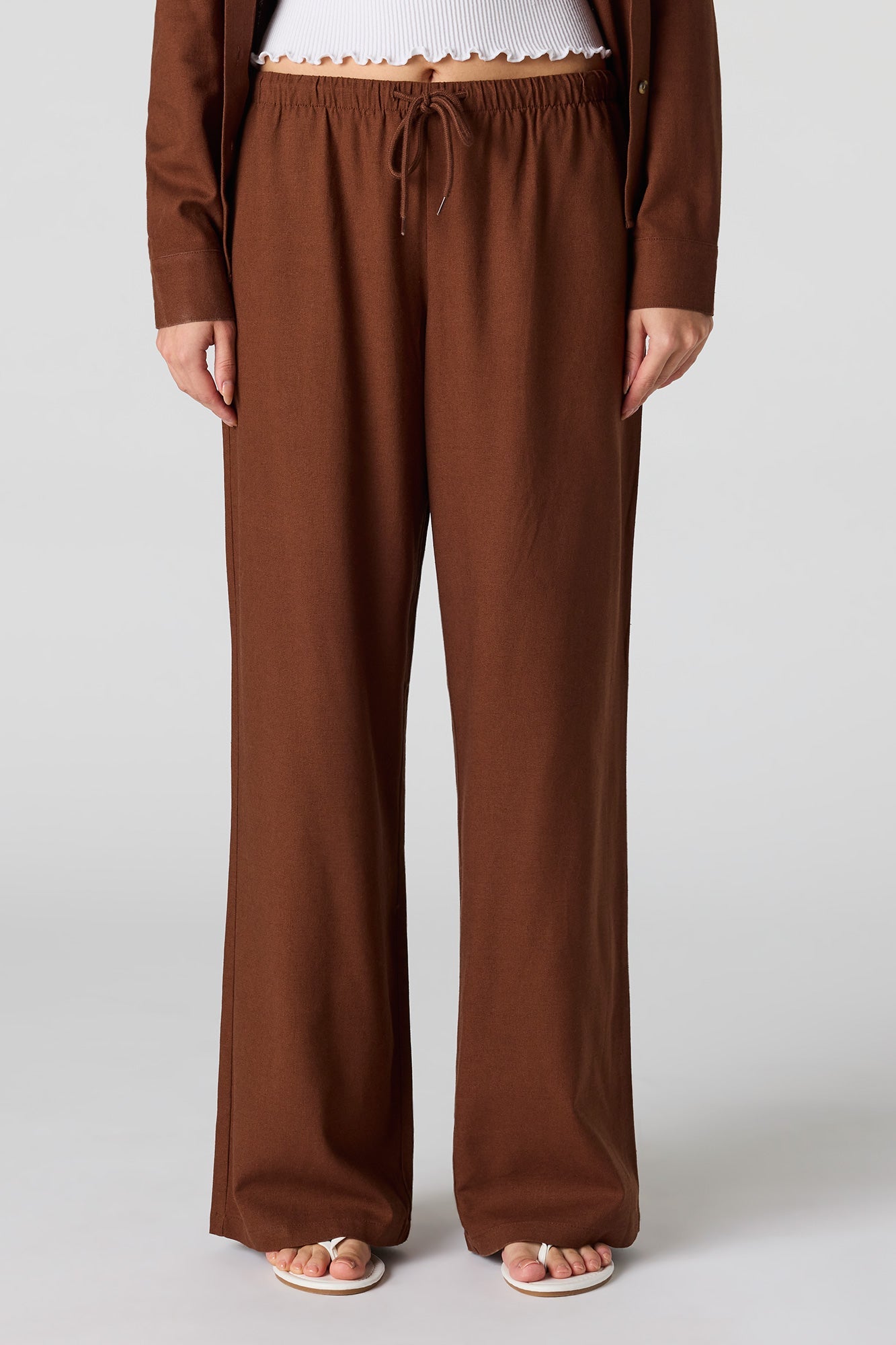 Linen-Blend Drawstring Pant