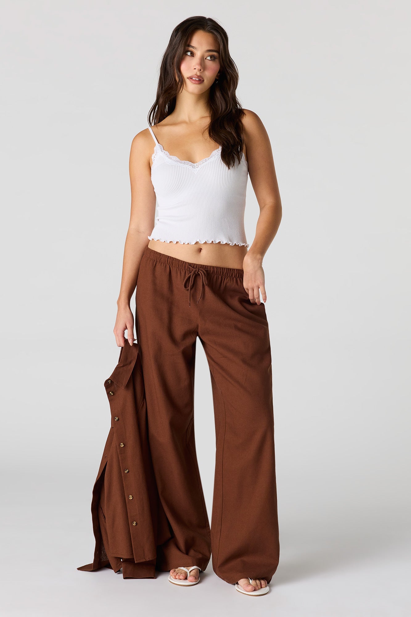 Linen-Blend Drawstring Pant