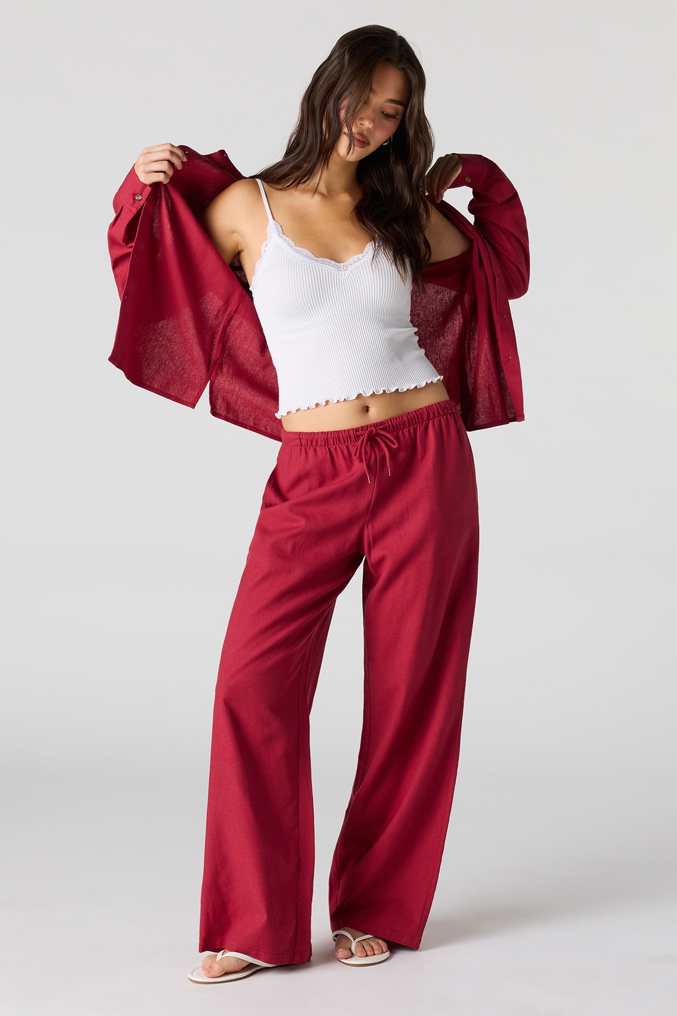Linen-Blend Drawstring Pant