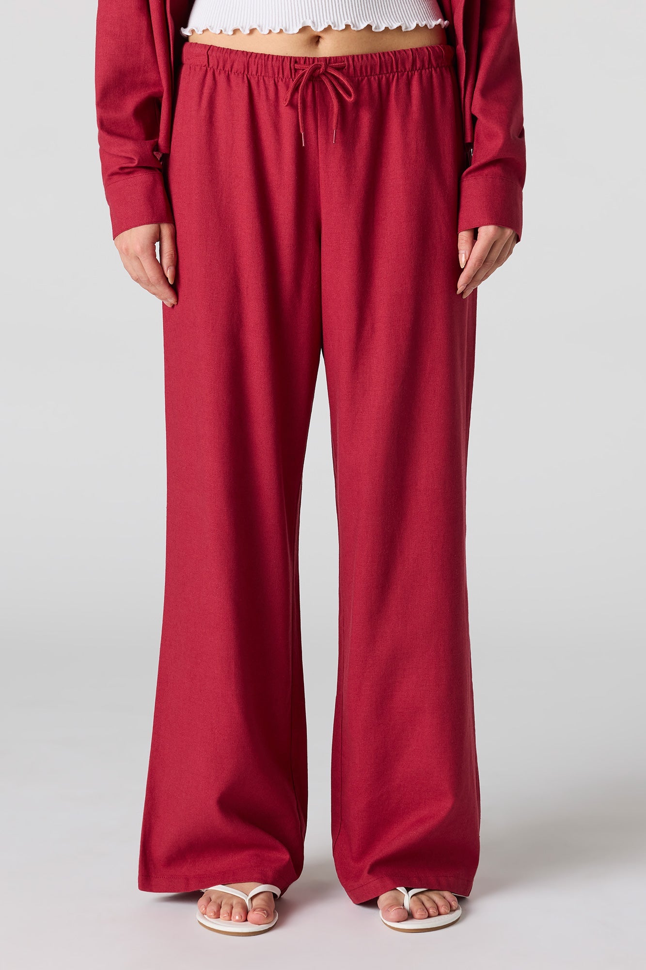 Linen-Blend Drawstring Pant