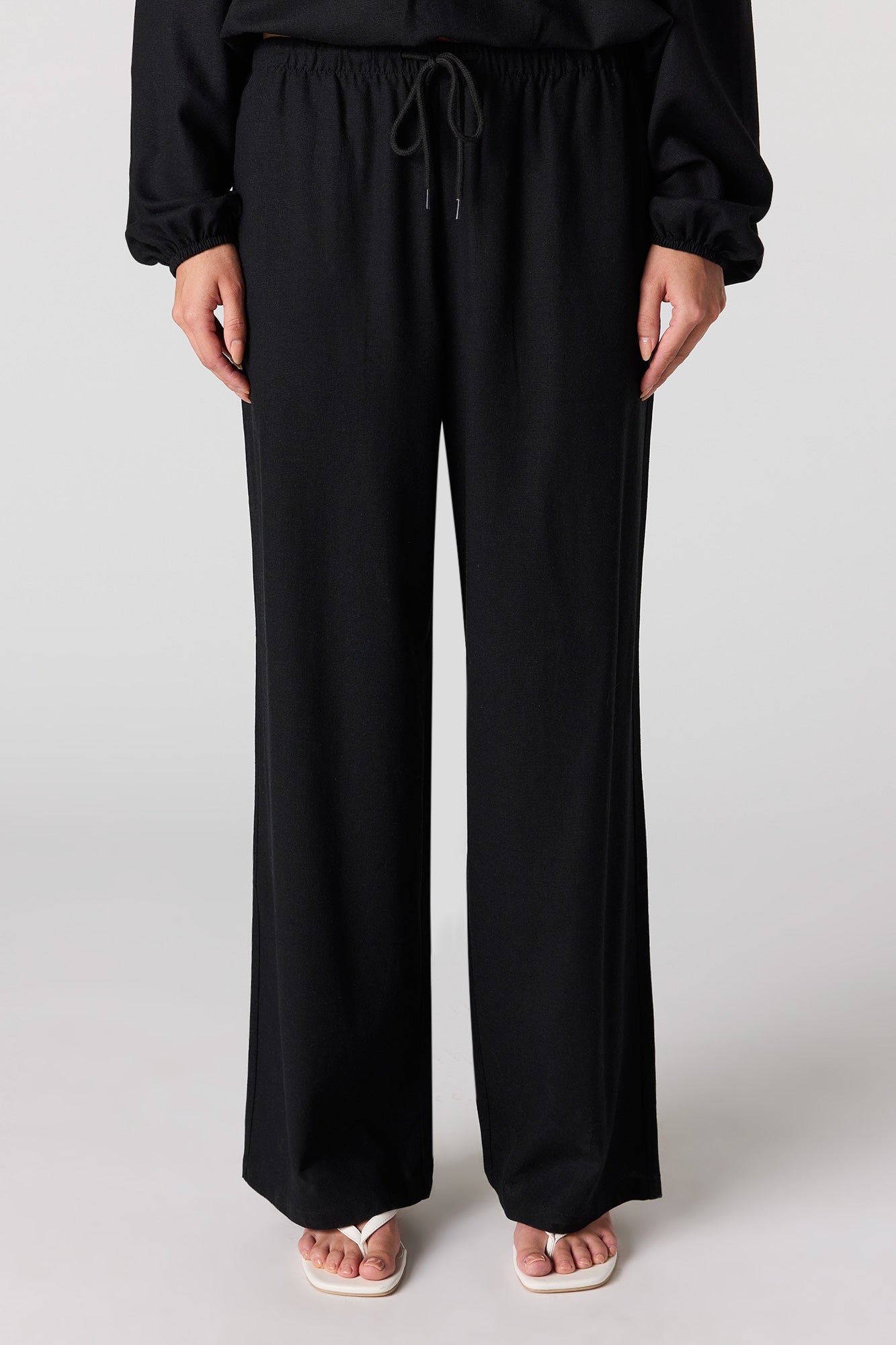 Linen-Blend Drawstring Pant
