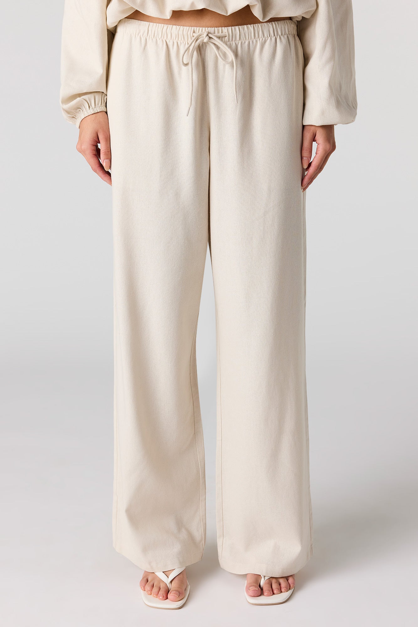Linen-Blend Drawstring Pant