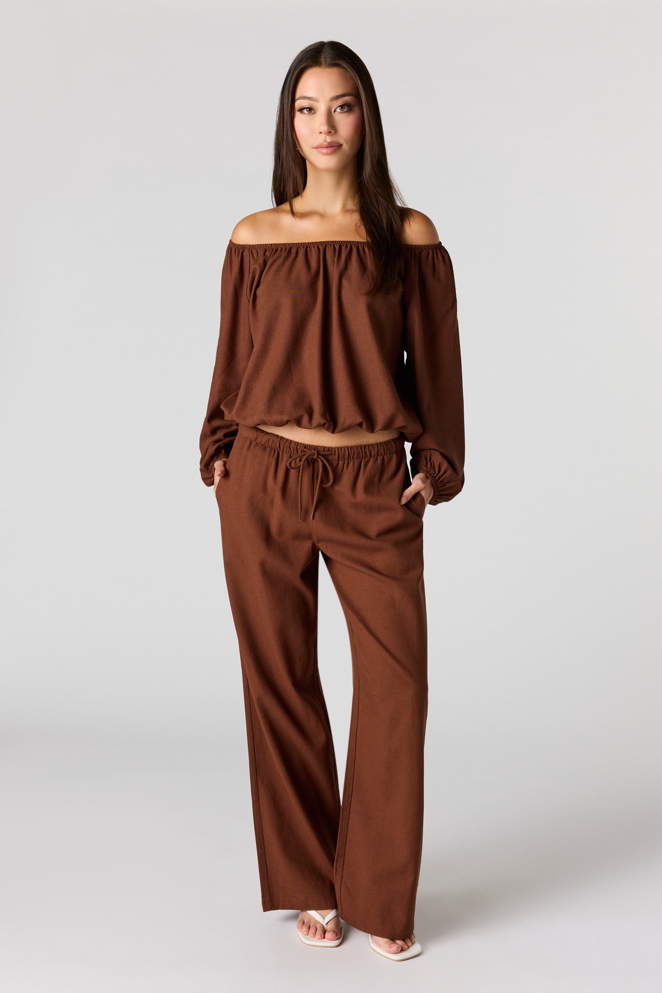 Linen-Blend Drawstring Pant