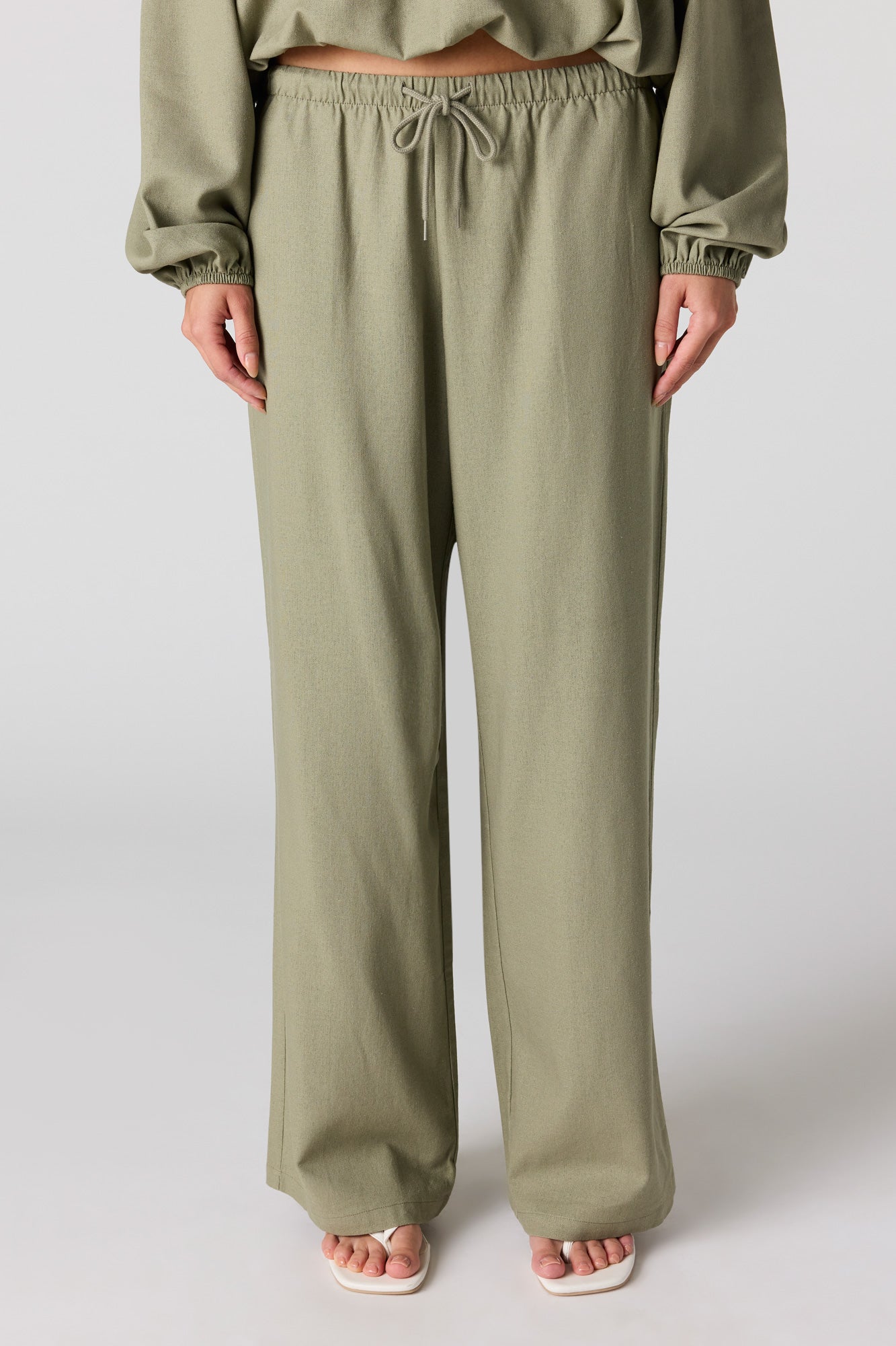 Linen-Blend Drawstring Pant
