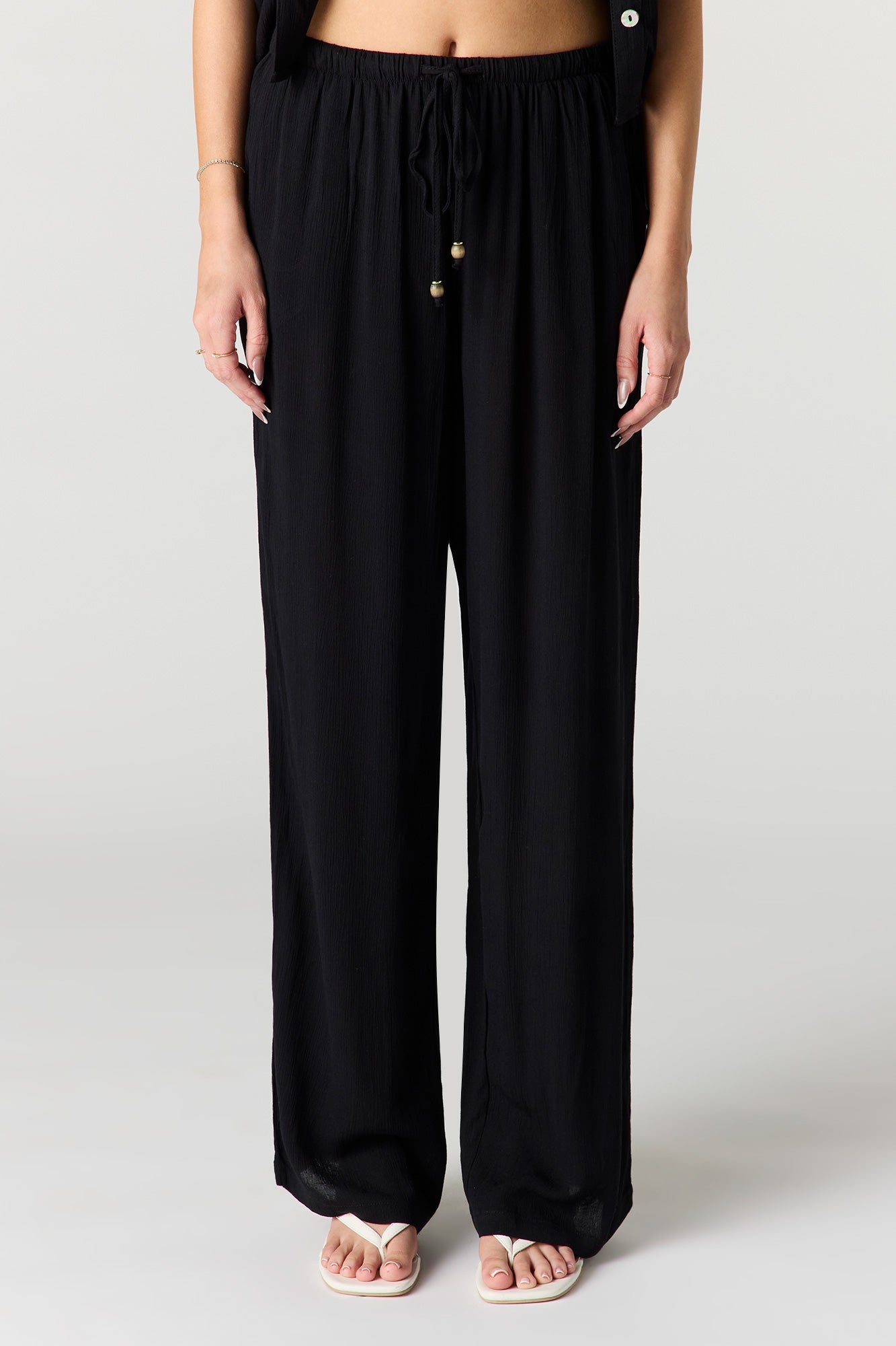 Crinkled Relaxed Drawstring Pant