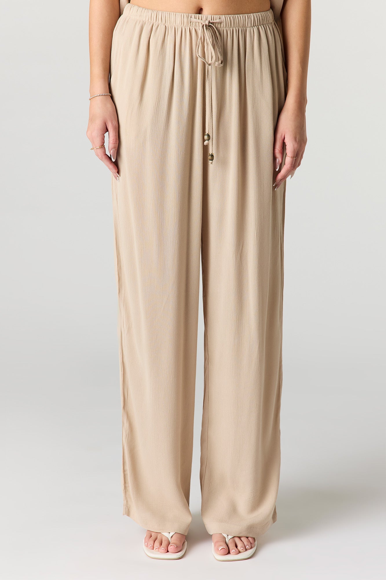 Crinkled Relaxed Drawstring Pant