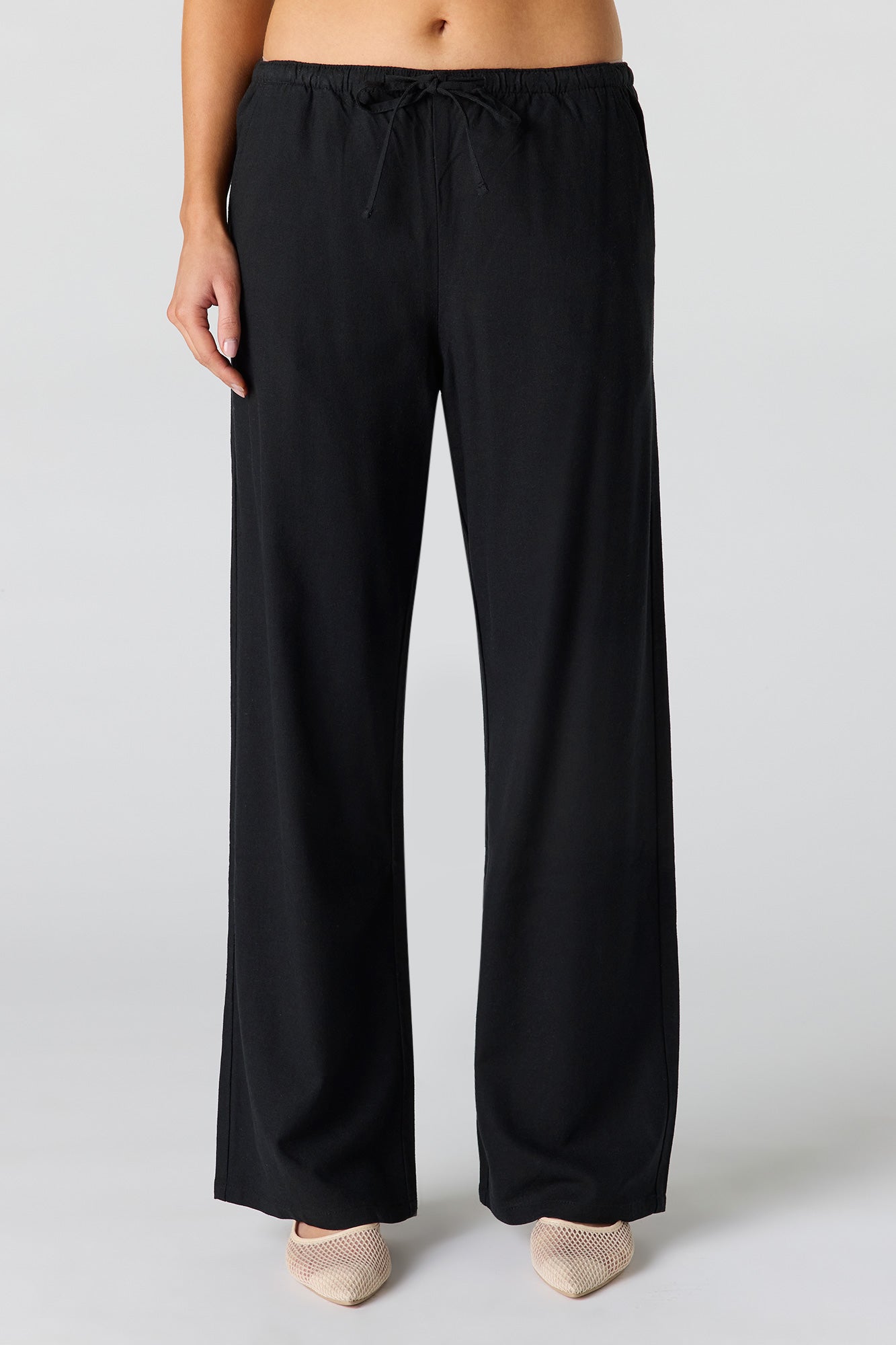 Linen-Blend Wide Leg Pant