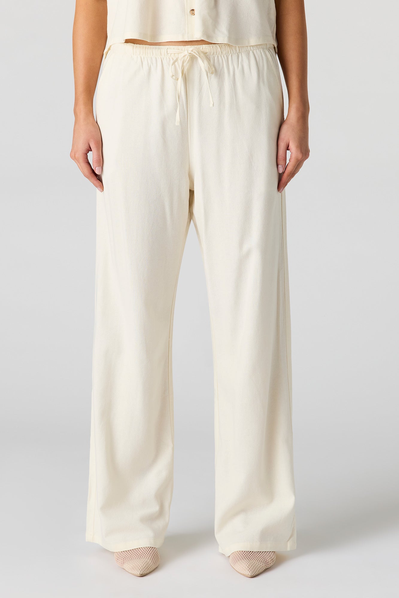 Linen-Blend Wide Leg Pant