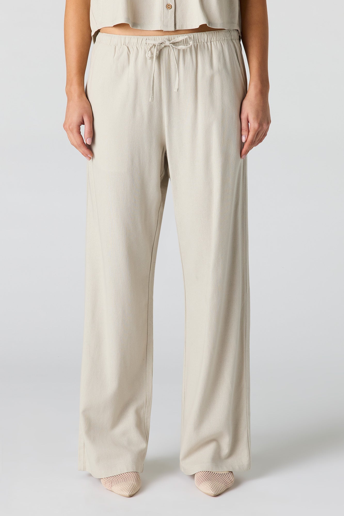 Linen-Blend Wide Leg Pant