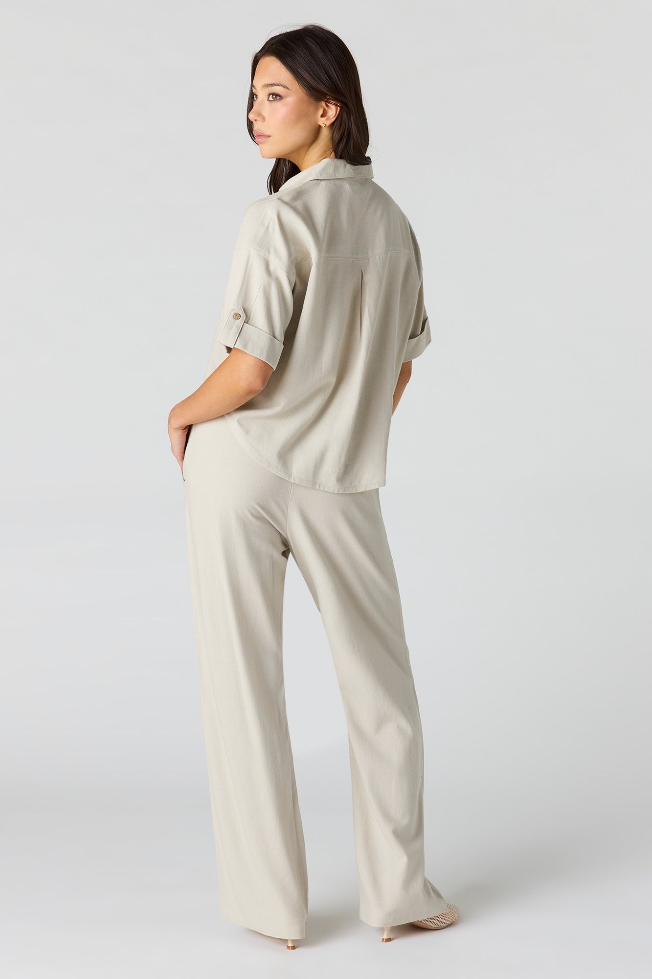 Linen-Blend Wide Leg Pant