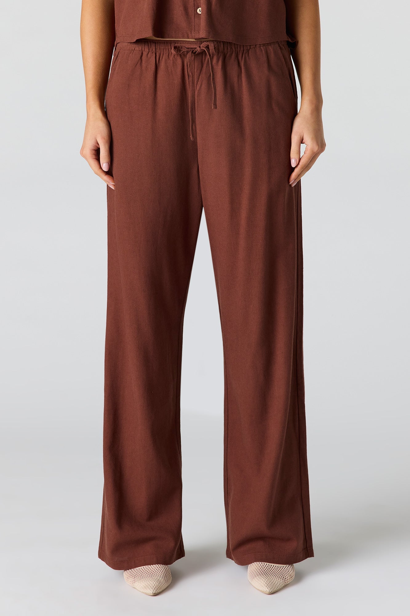 Linen-Blend Wide Leg Pant