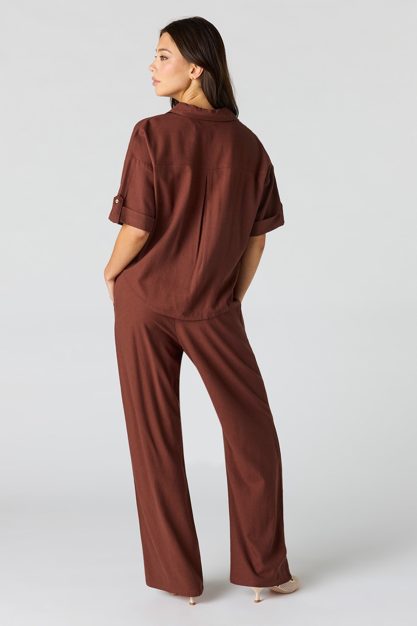 Linen-Blend Wide Leg Pant
