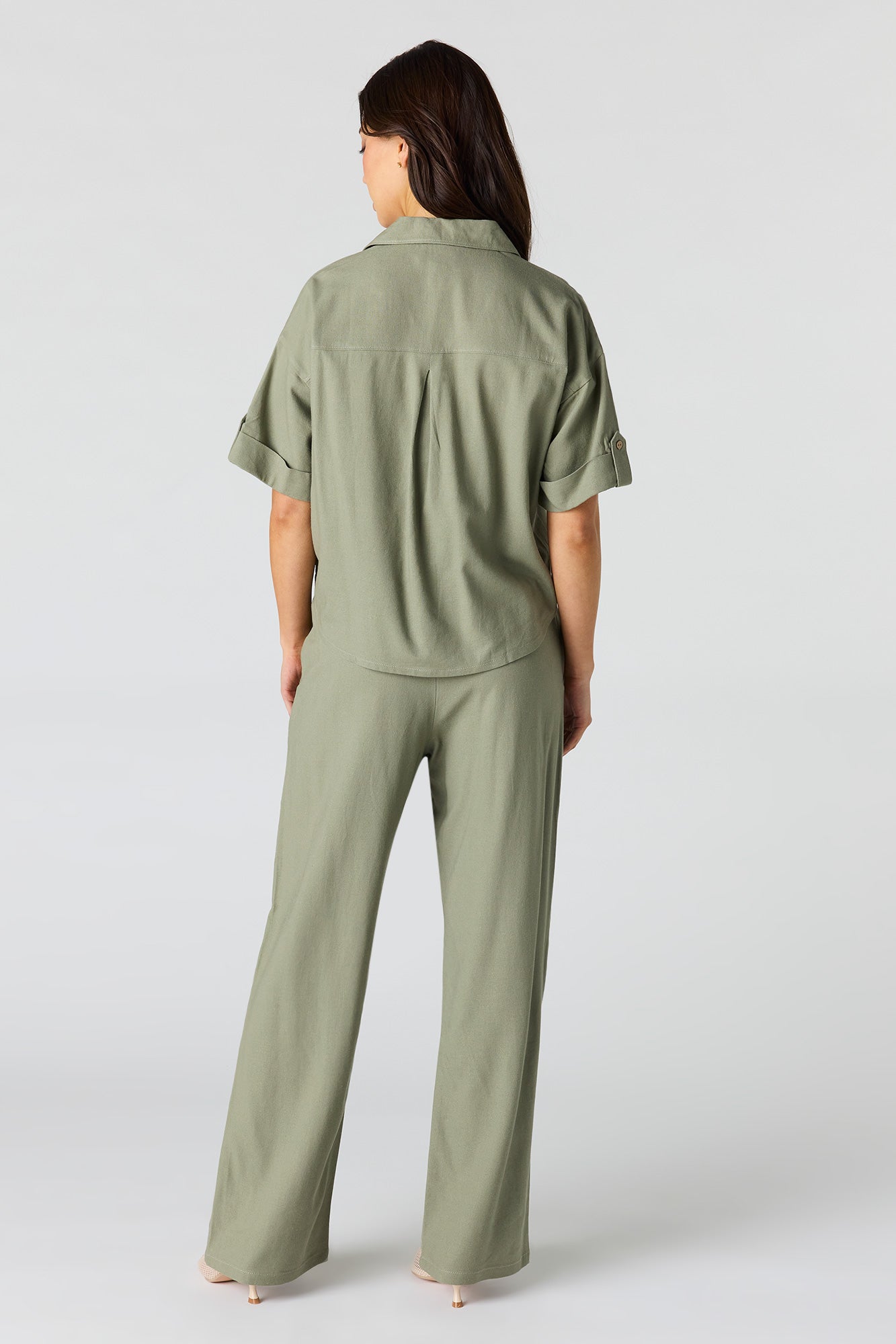 Linen-Blend Wide Leg Pant