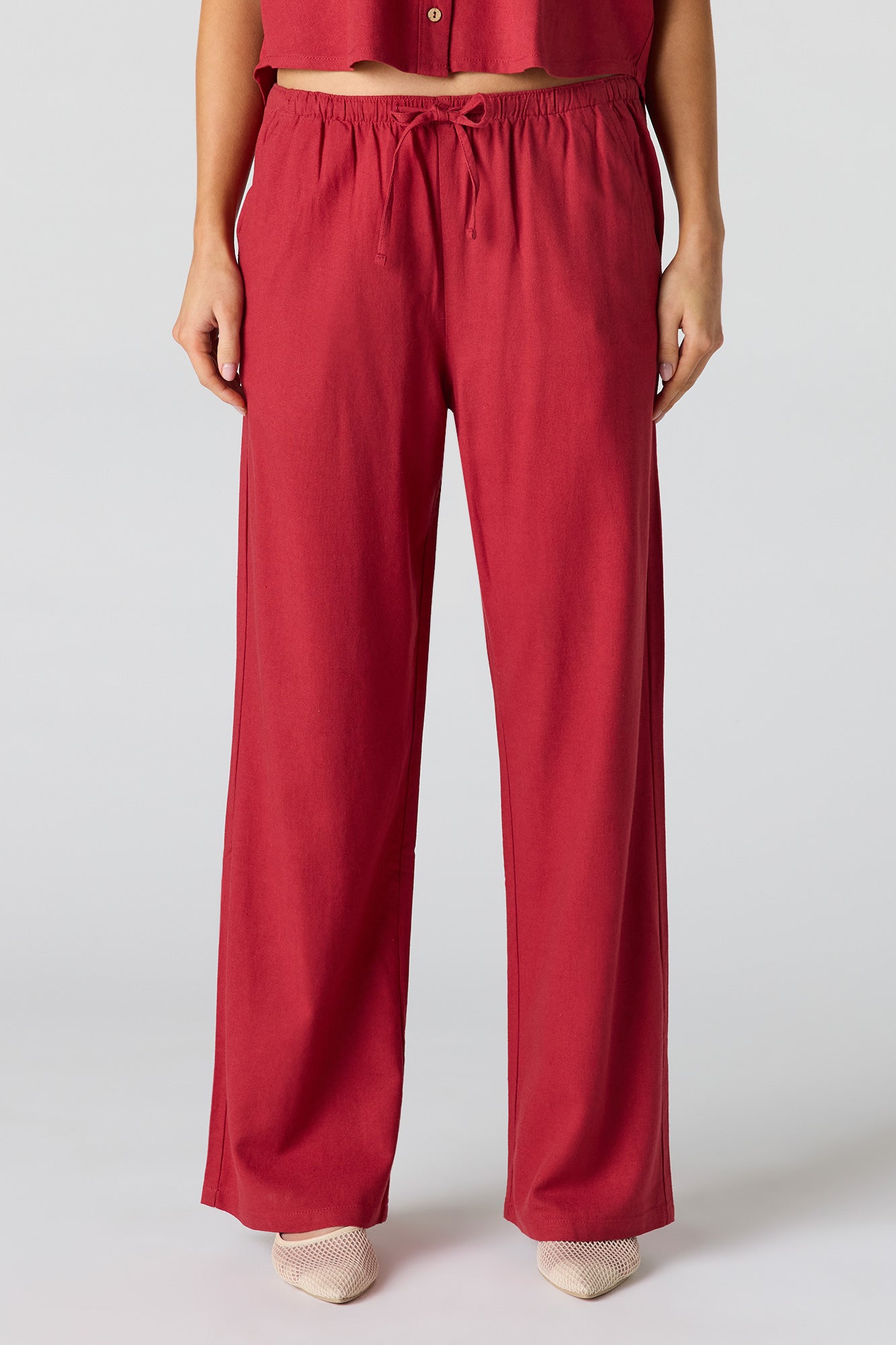 Linen-Blend Wide Leg Pant