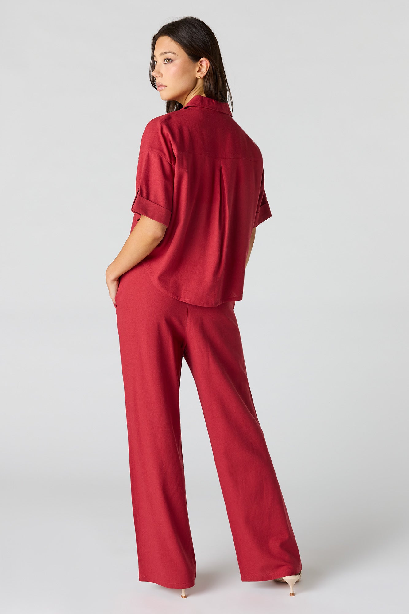 Linen-Blend Wide Leg Pant
