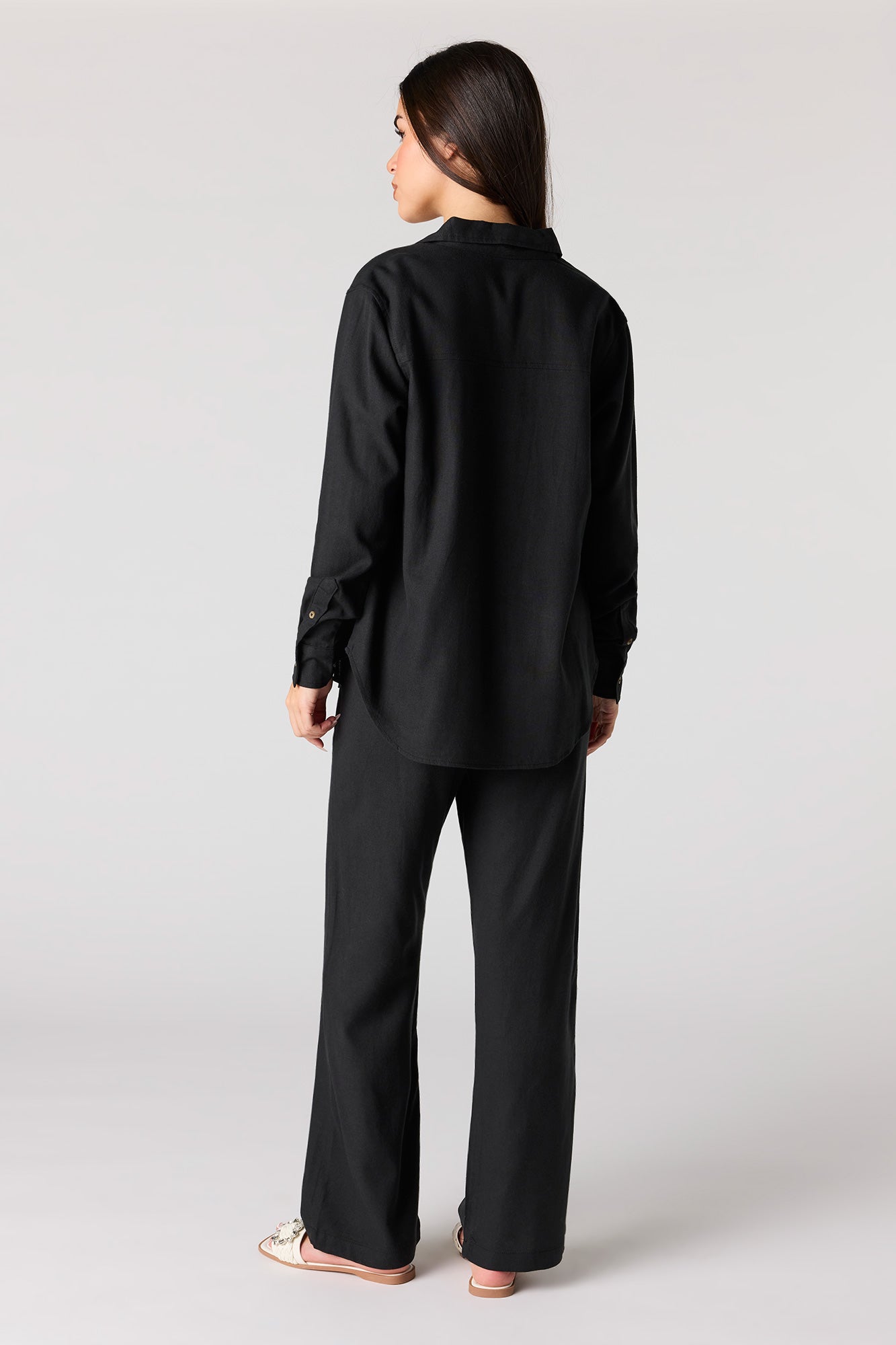 Linen-Blend Wide Leg Pant