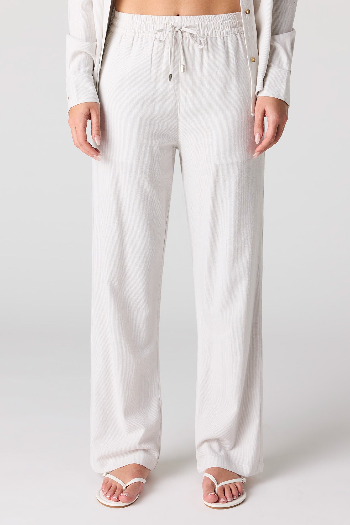 Linen-Blend Wide Leg Pant