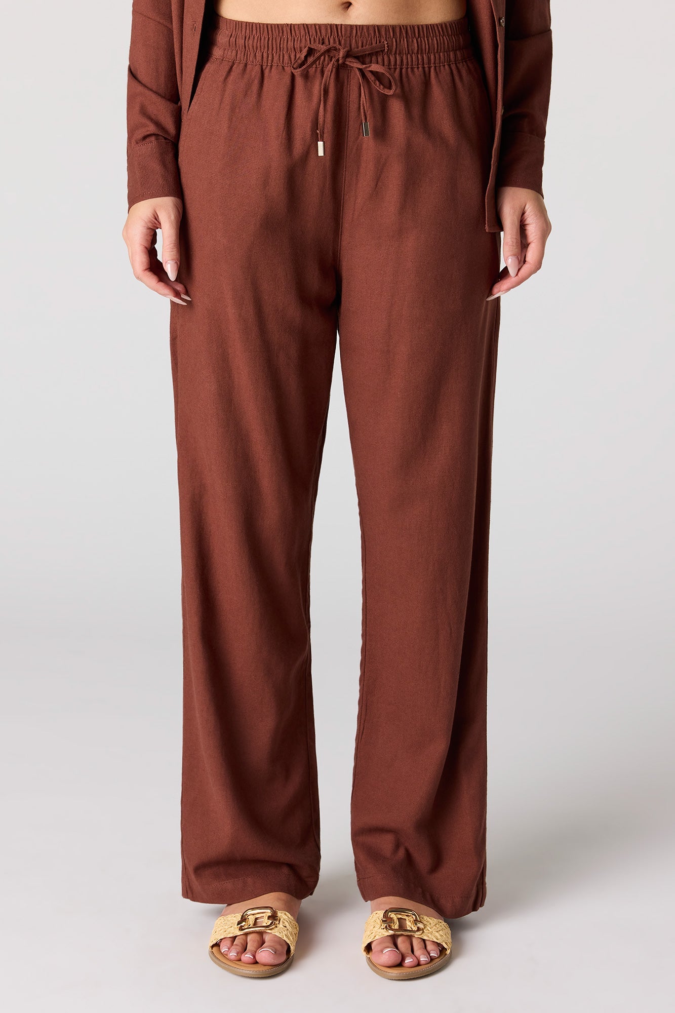 Linen-Blend Wide Leg Pant