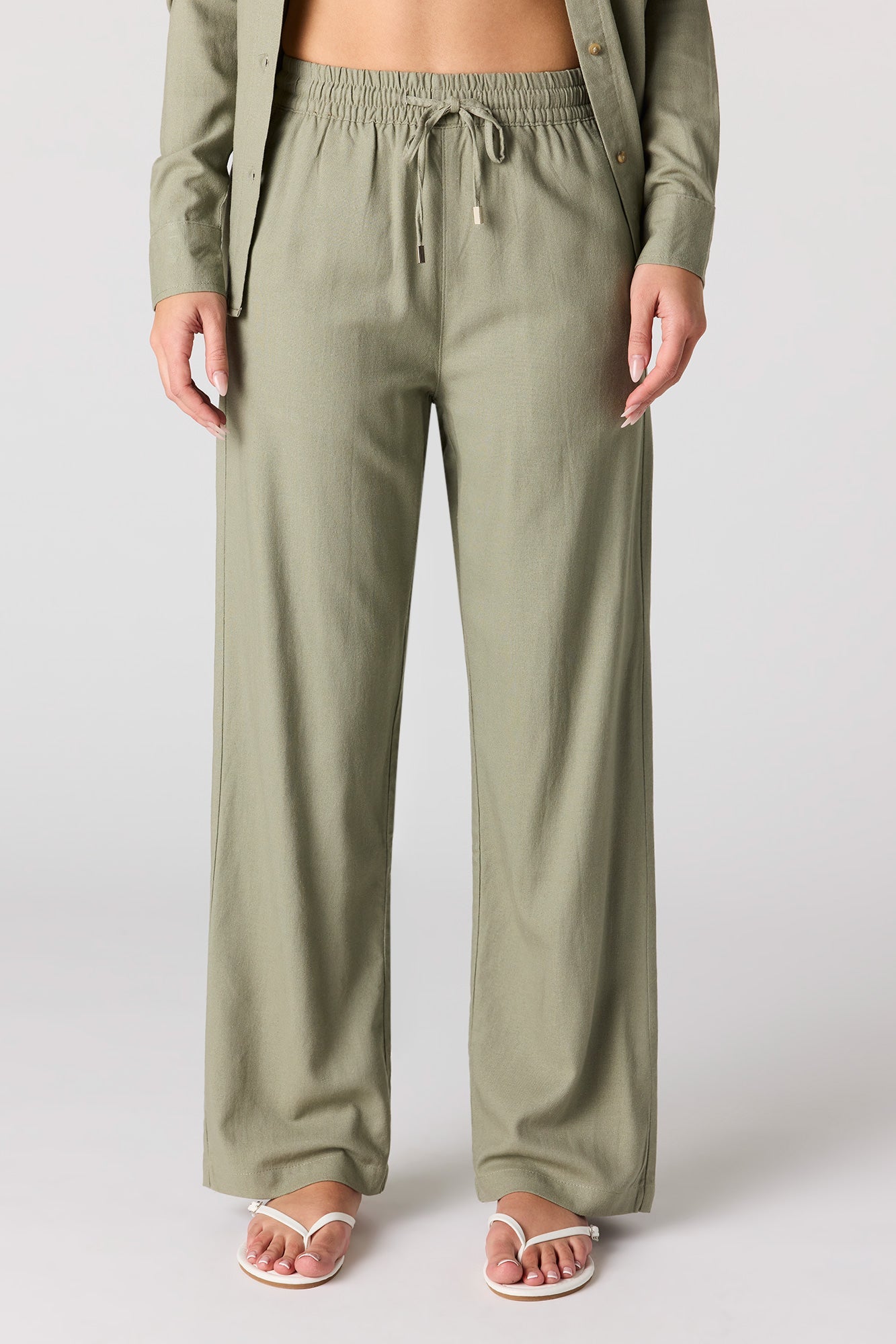 Linen-Blend Wide Leg Pant