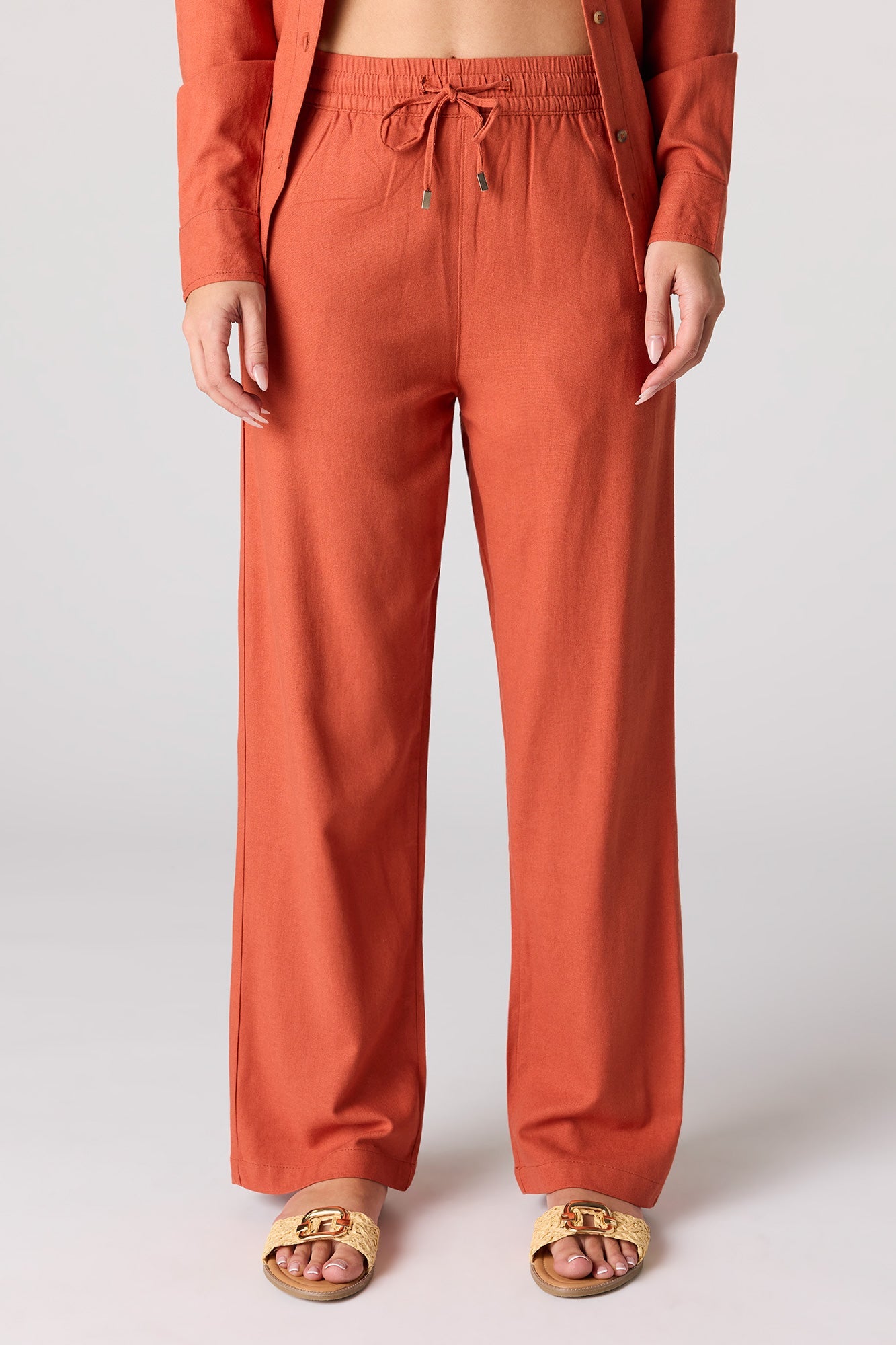 Linen-Blend Wide Leg Pant