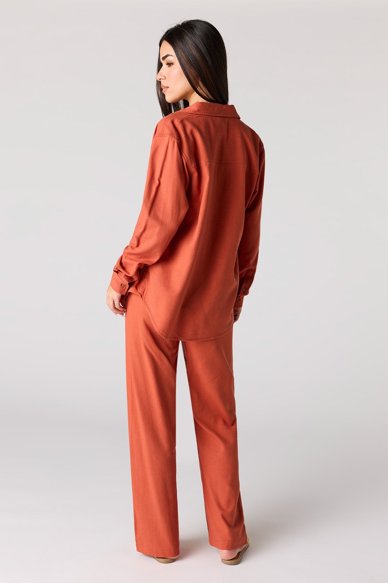 Linen-Blend Wide Leg Pant