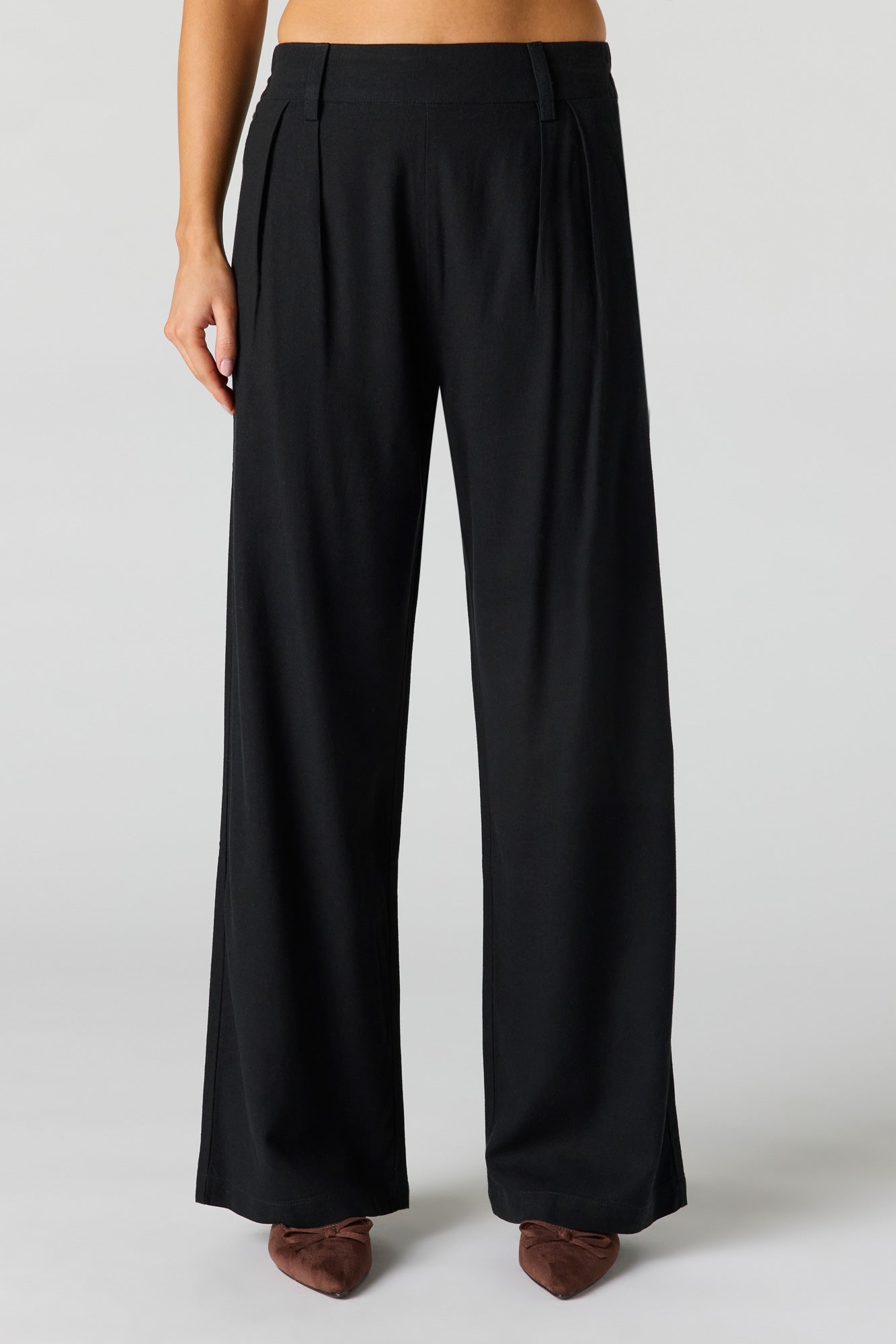 Linen-Blend Wide Leg Dress Pant