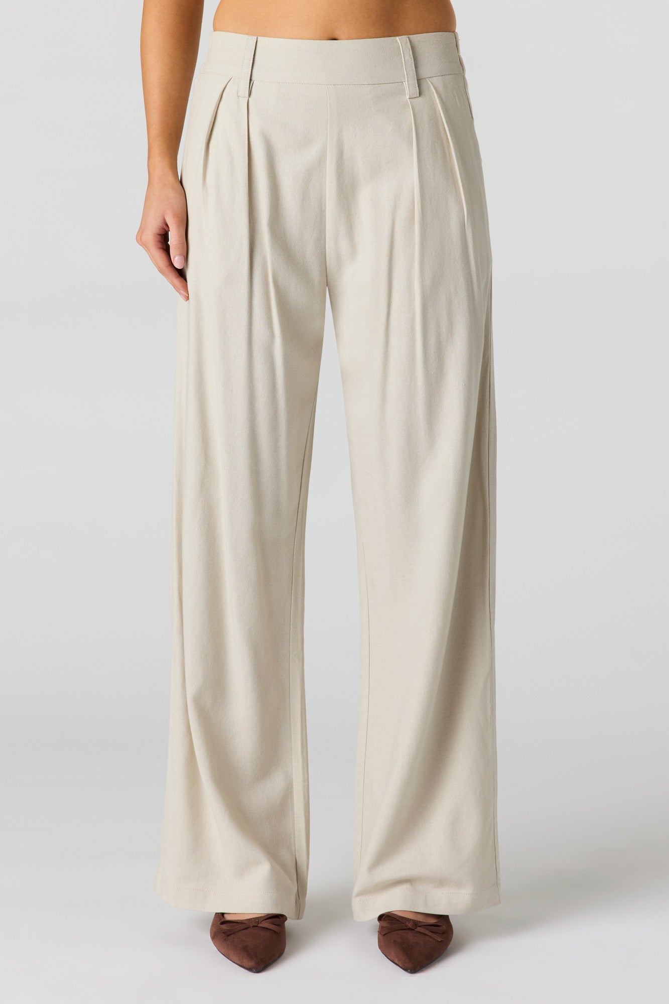 Linen-Blend Wide Leg Dress Pant