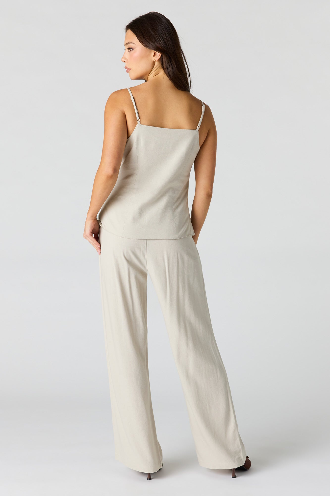 Linen-Blend Wide Leg Dress Pant