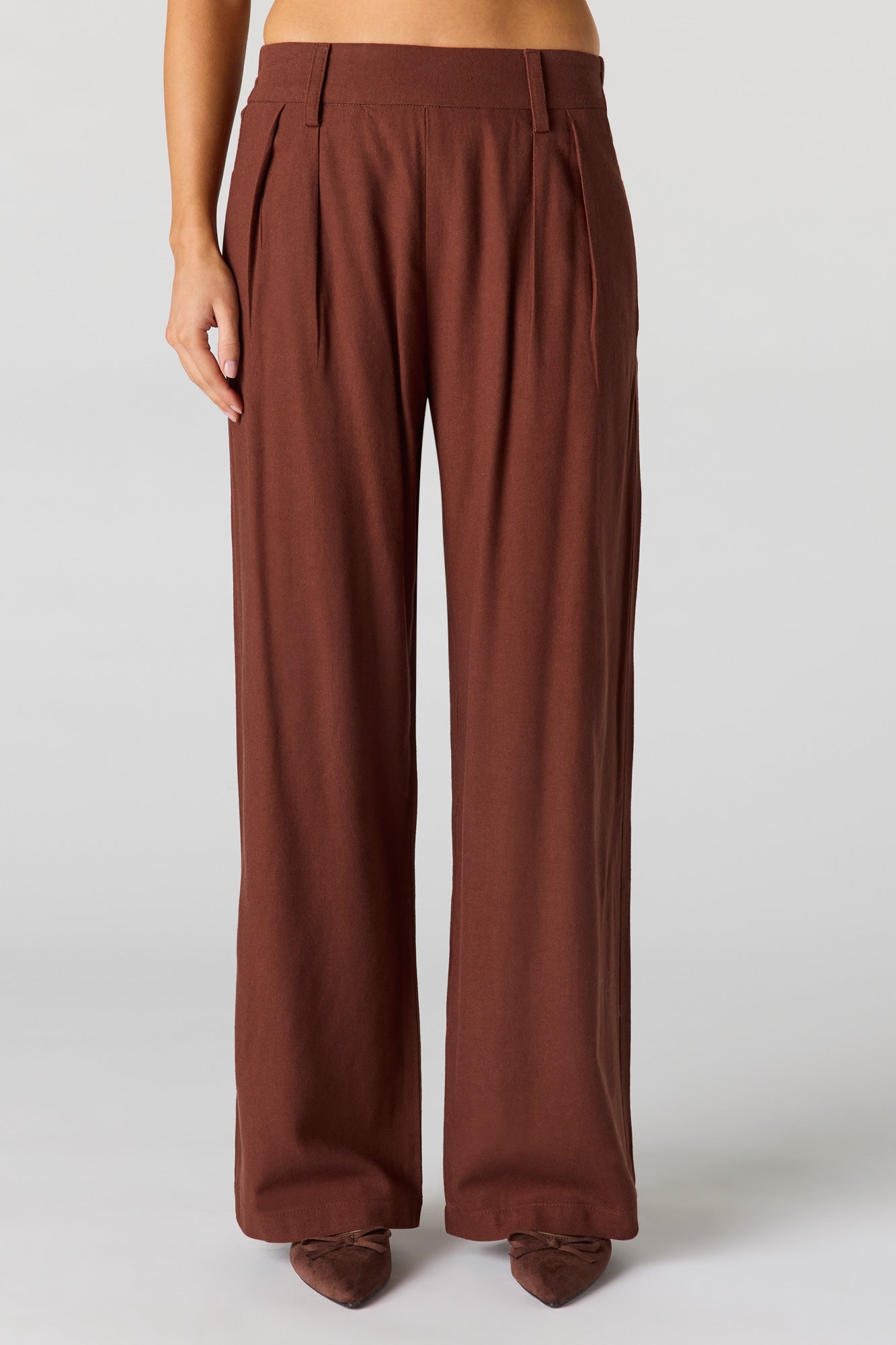 Linen-Blend Wide Leg Dress Pant
