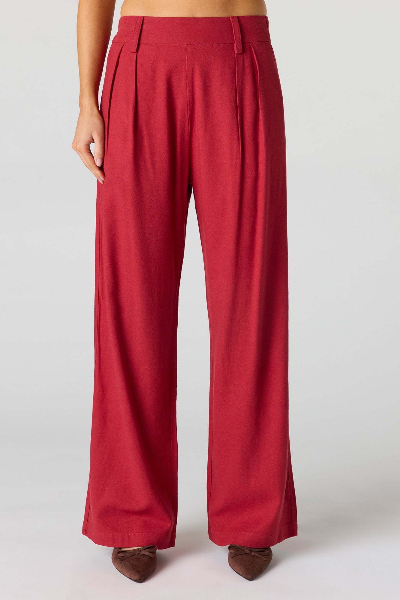 Linen-Blend Wide Leg Dress Pant