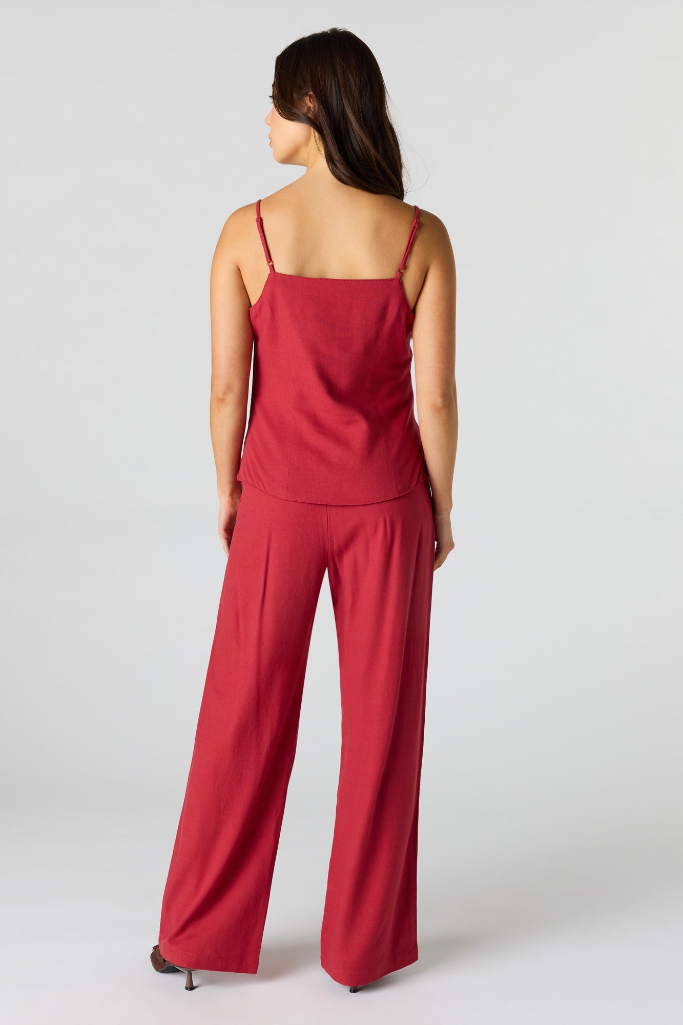 Linen-Blend Wide Leg Dress Pant