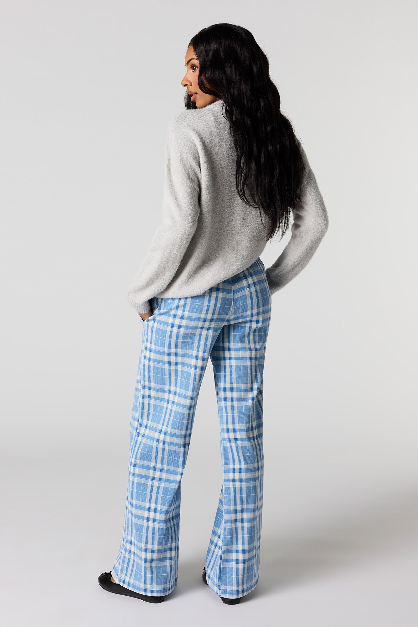 Plaid Print Flare Pant