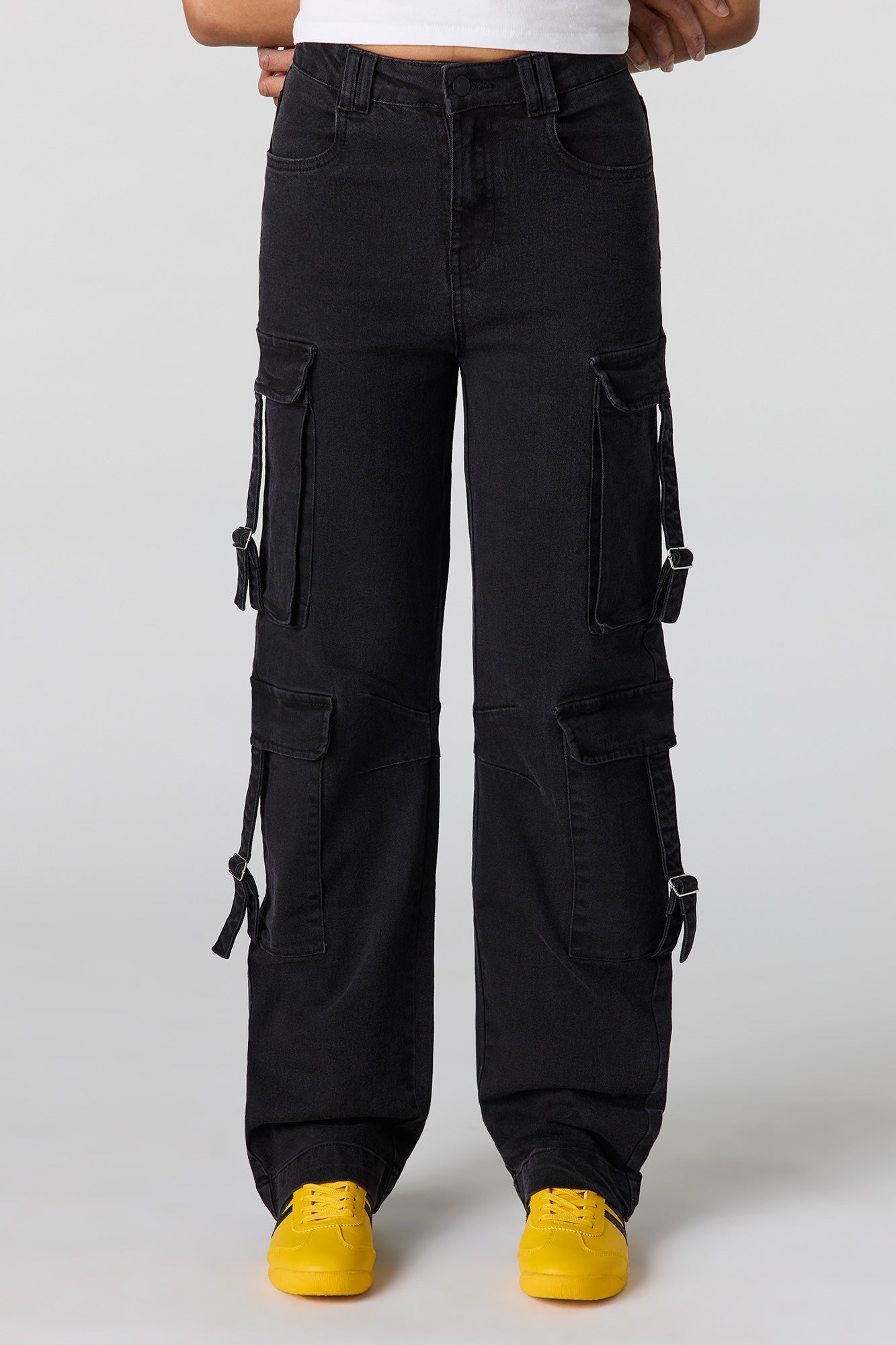 Low Rise Denim Cargo Strap Jean