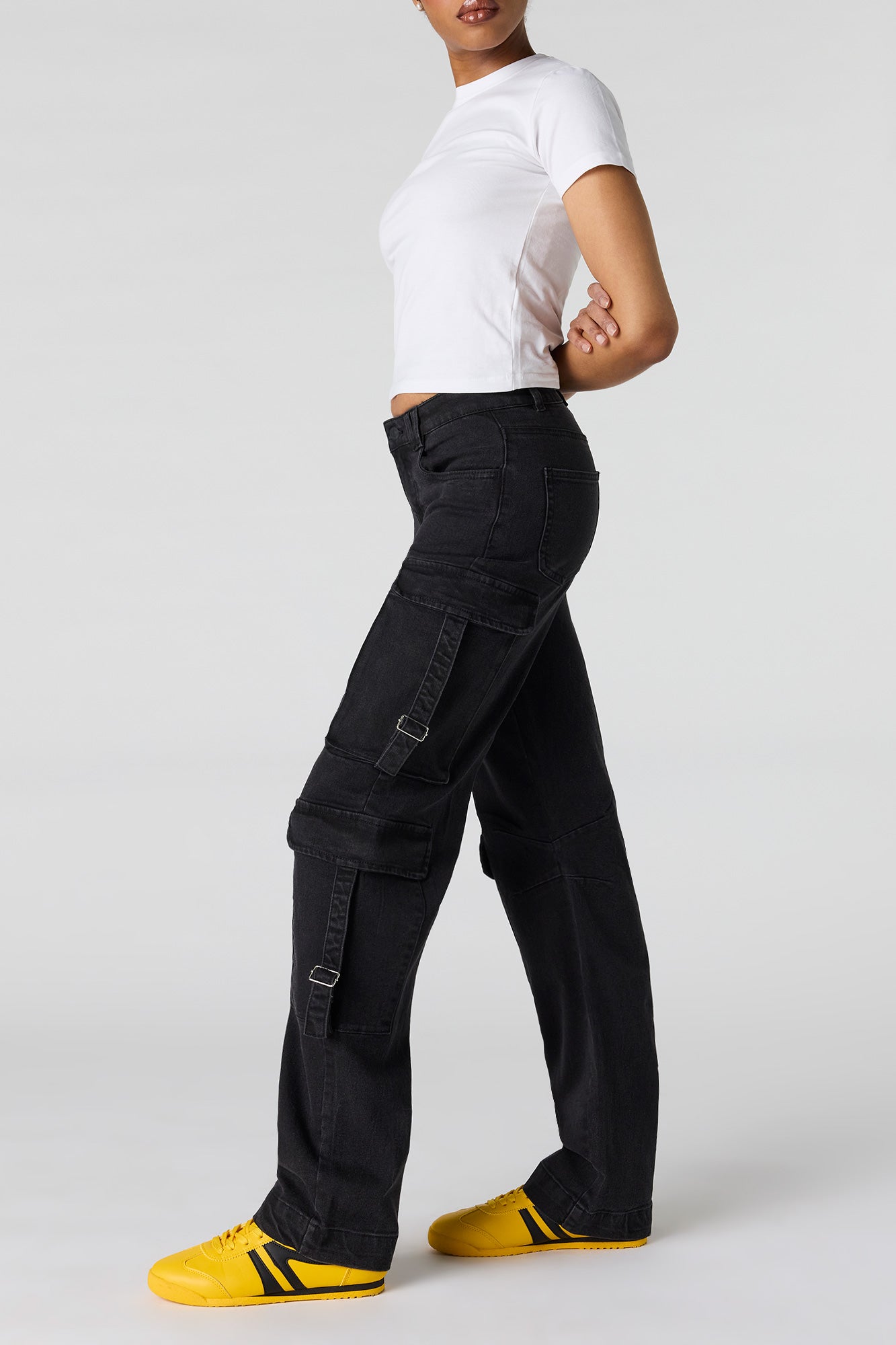 Low Rise Denim Cargo Strap Jean