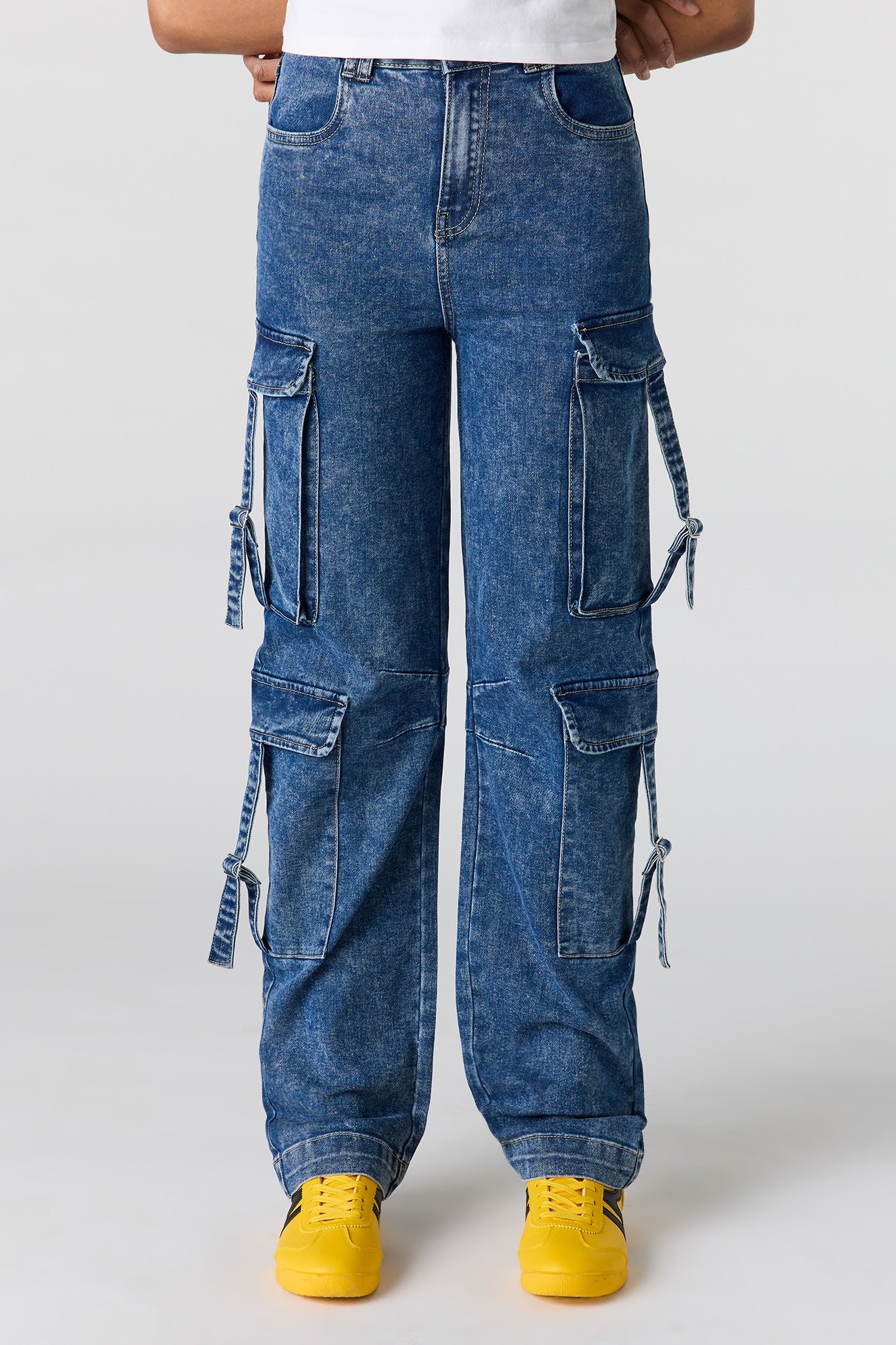 Low Rise Denim Cargo Strap Jean