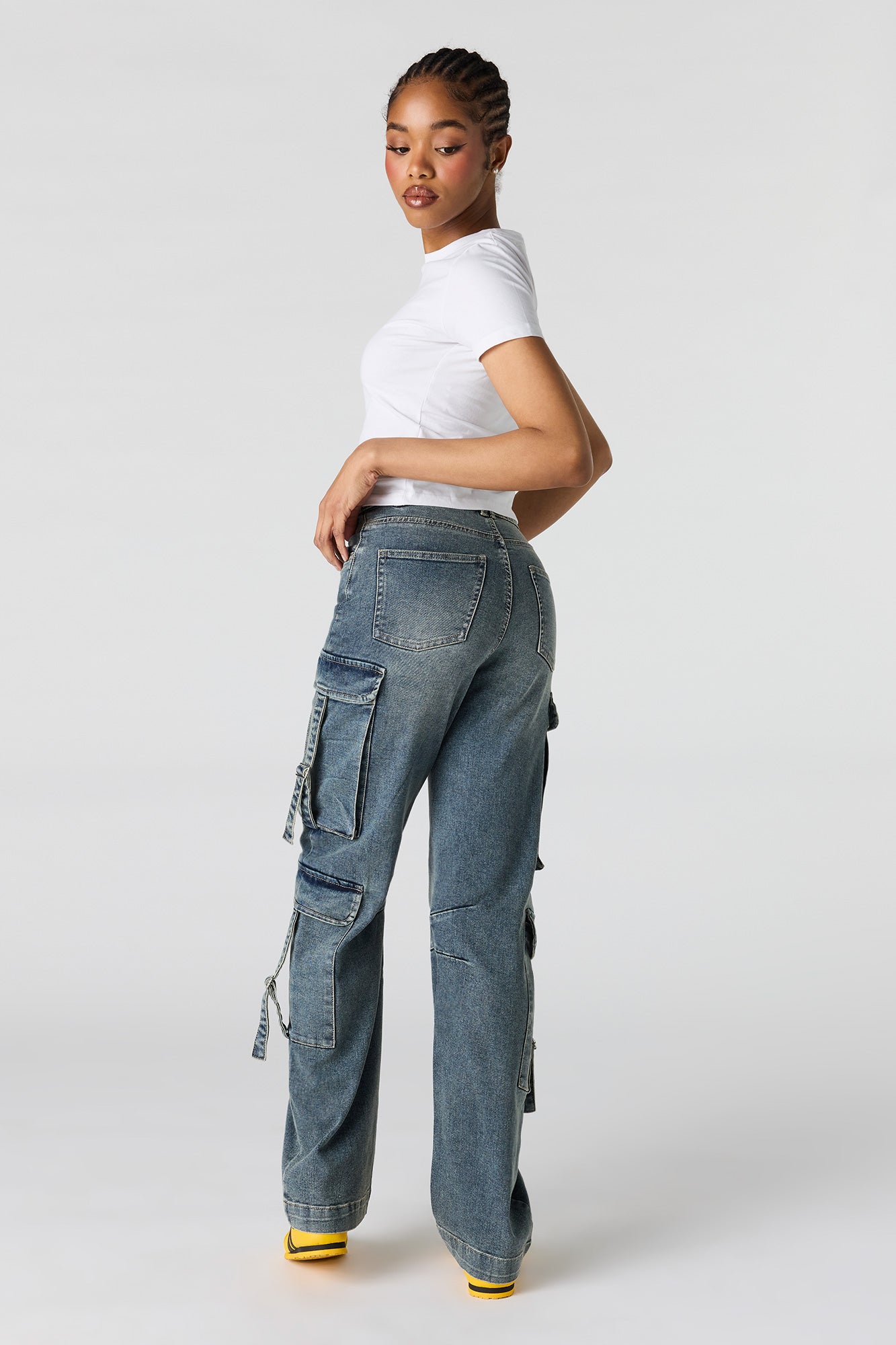 Low Rise Denim Cargo Strap Jean
