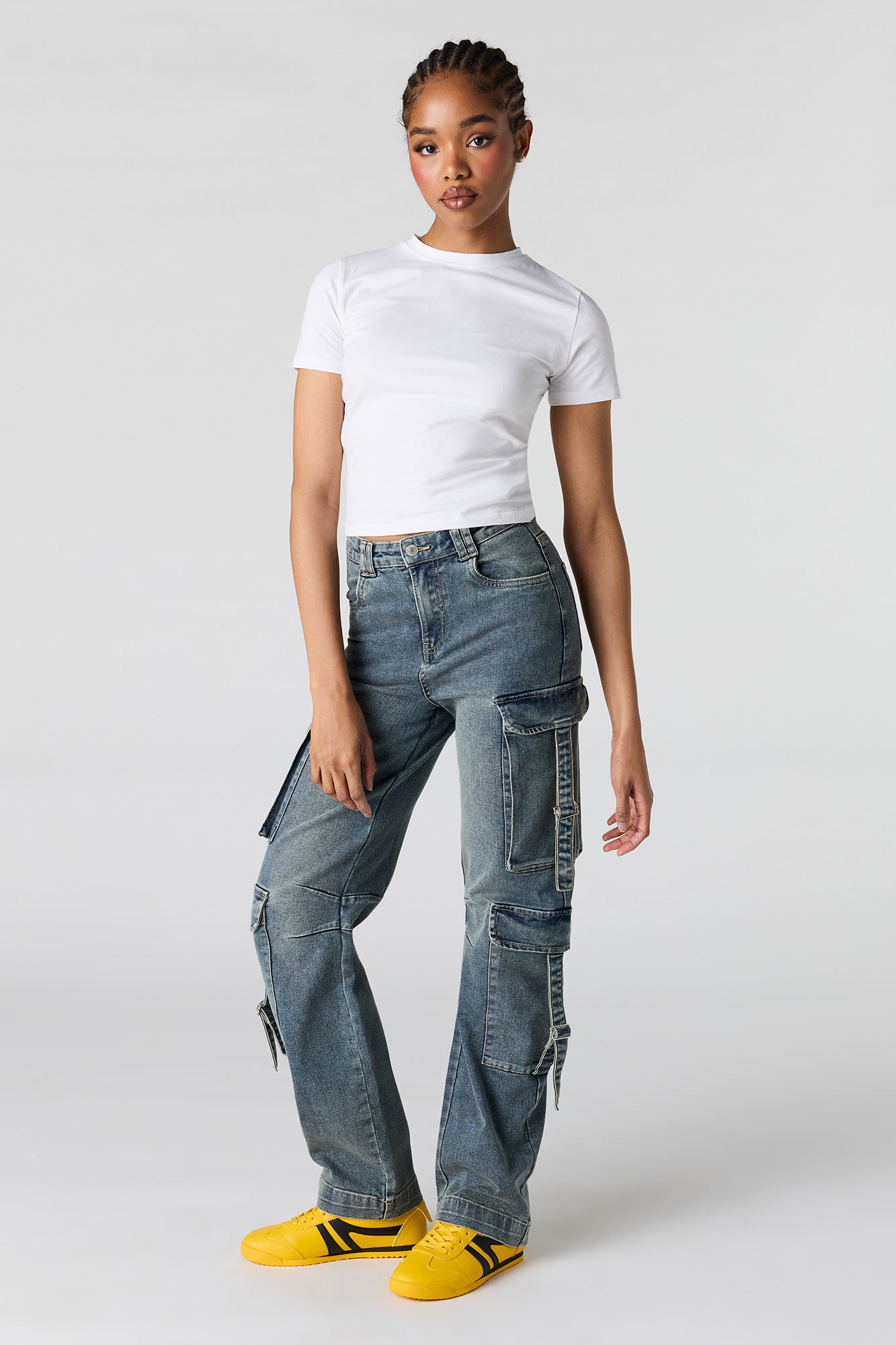 Low Rise Denim Cargo Strap Jean