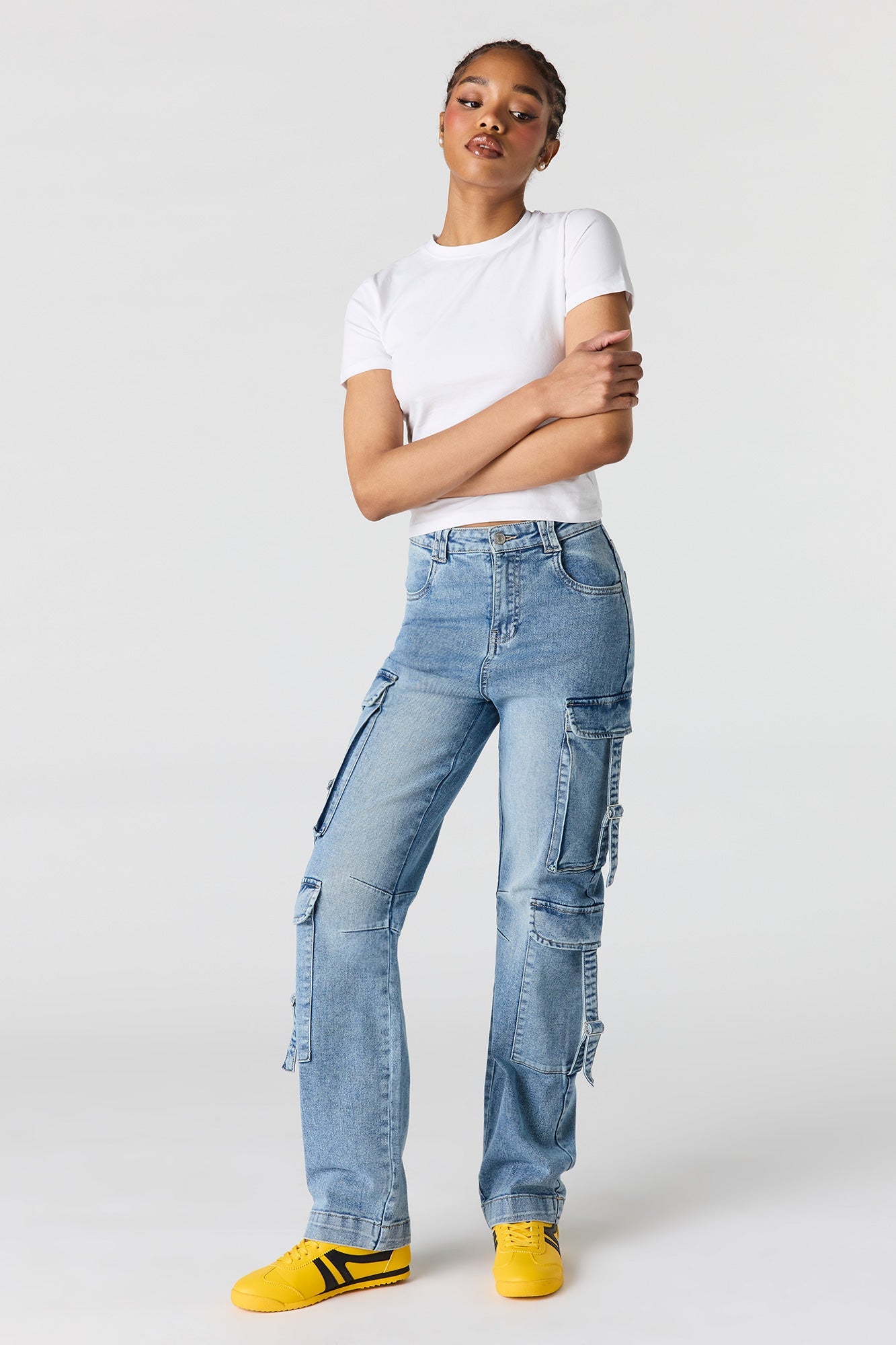 Low Rise Denim Cargo Strap Jean