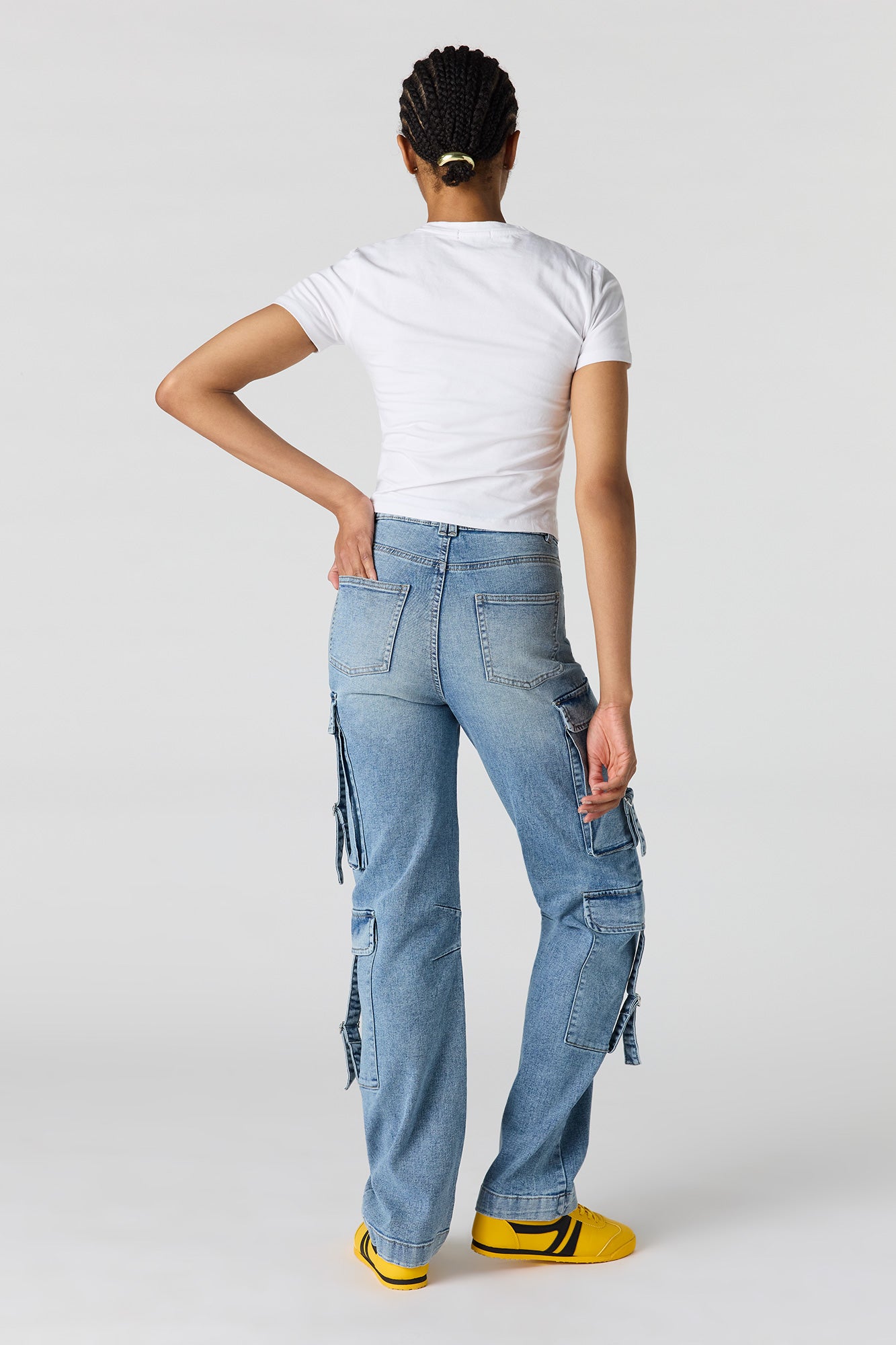 Low Rise Denim Cargo Strap Jean