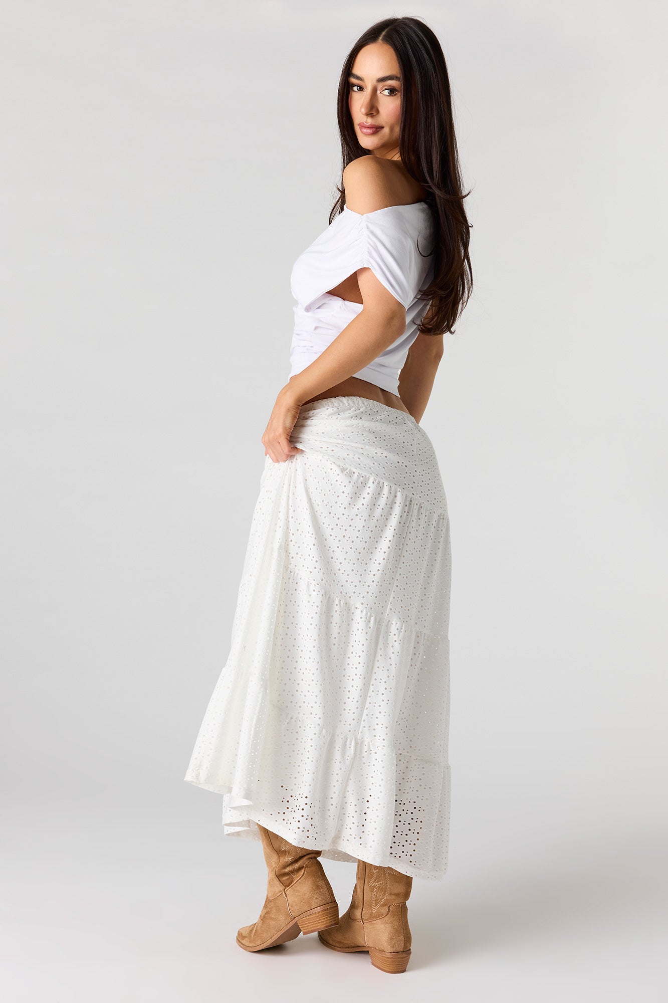 Eyelet Tiered Skirt