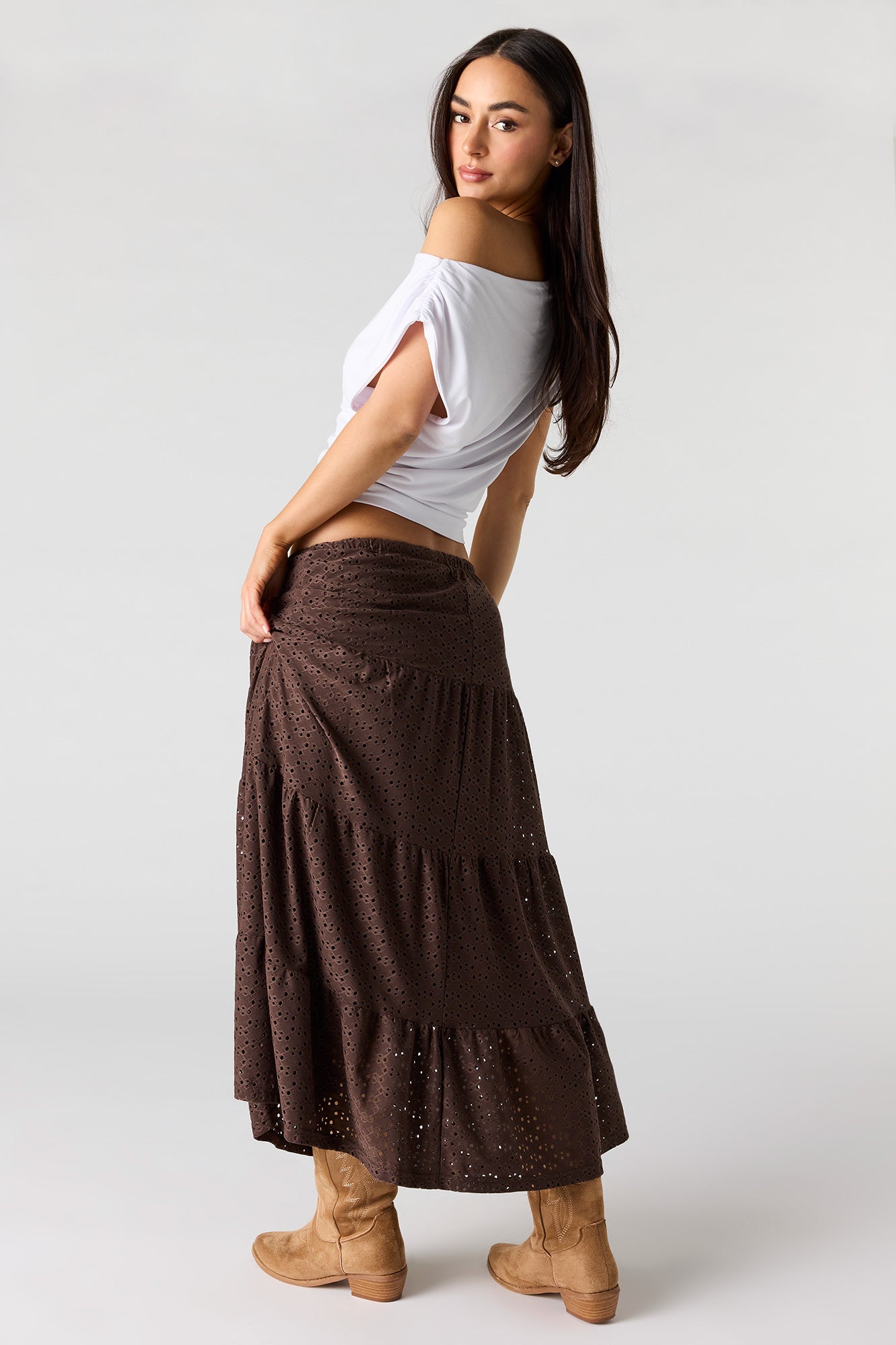 Eyelet Tiered Skirt