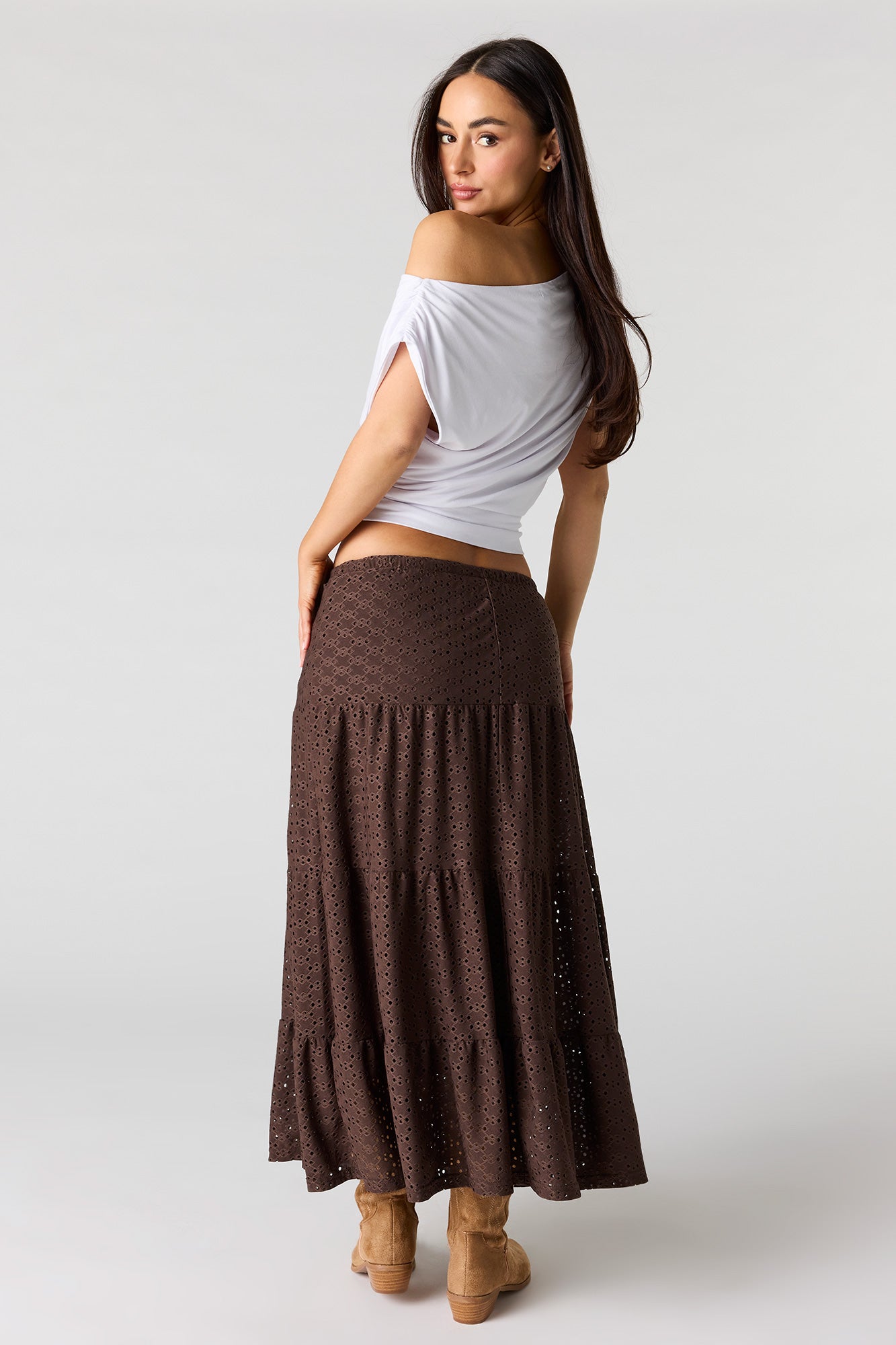 Eyelet Tiered Skirt