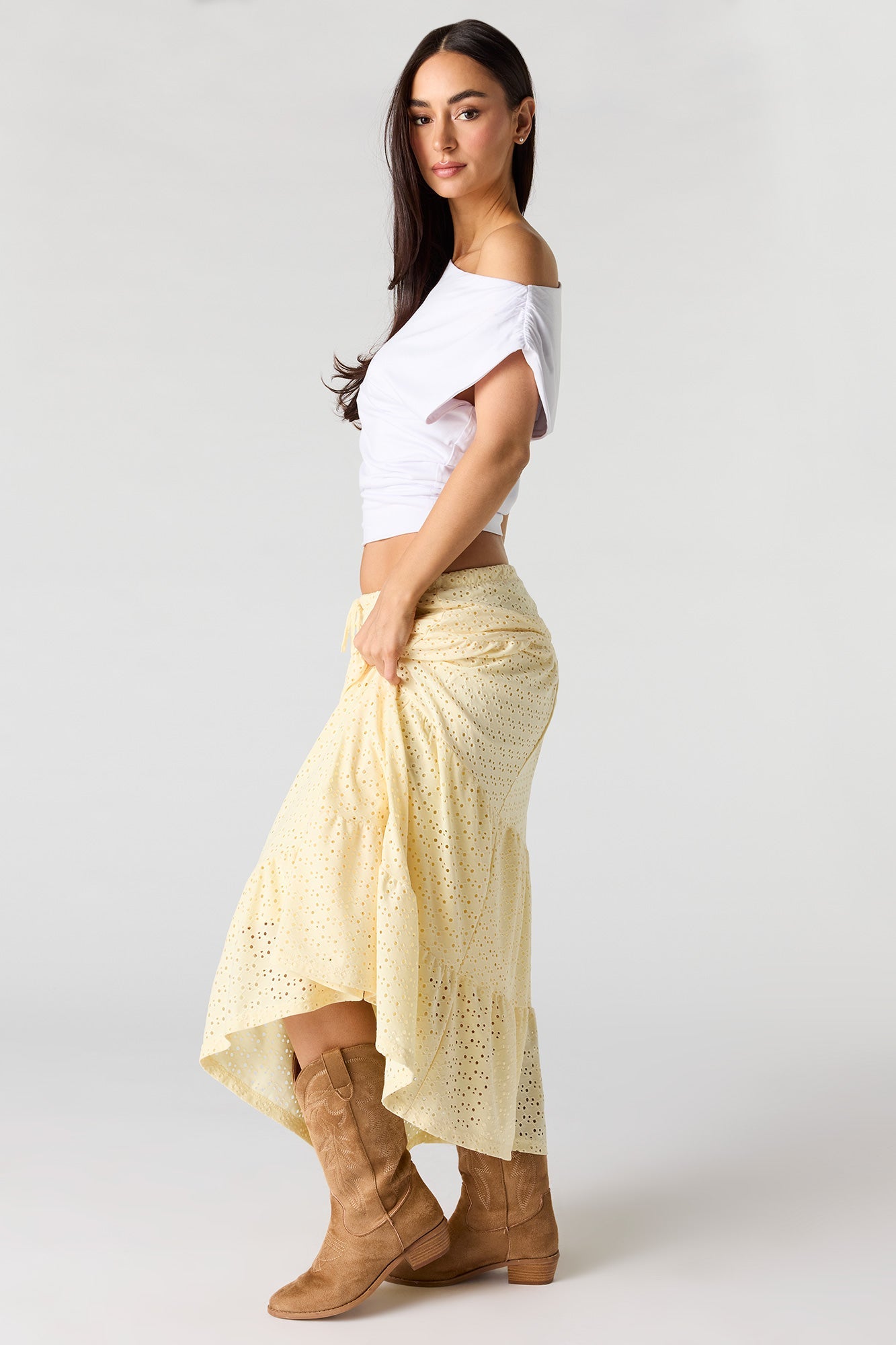 Eyelet Tiered Skirt