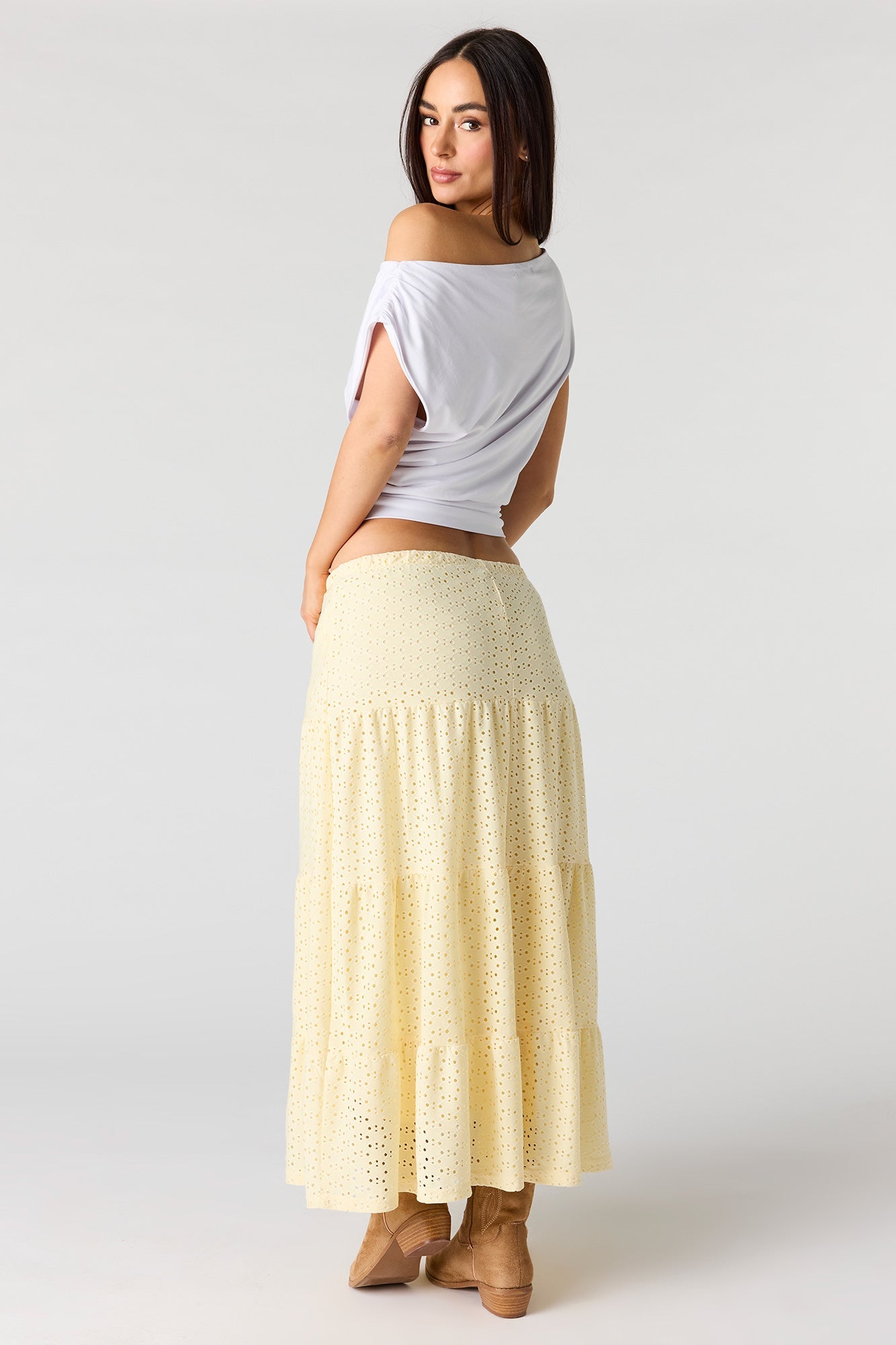 Eyelet Tiered Skirt