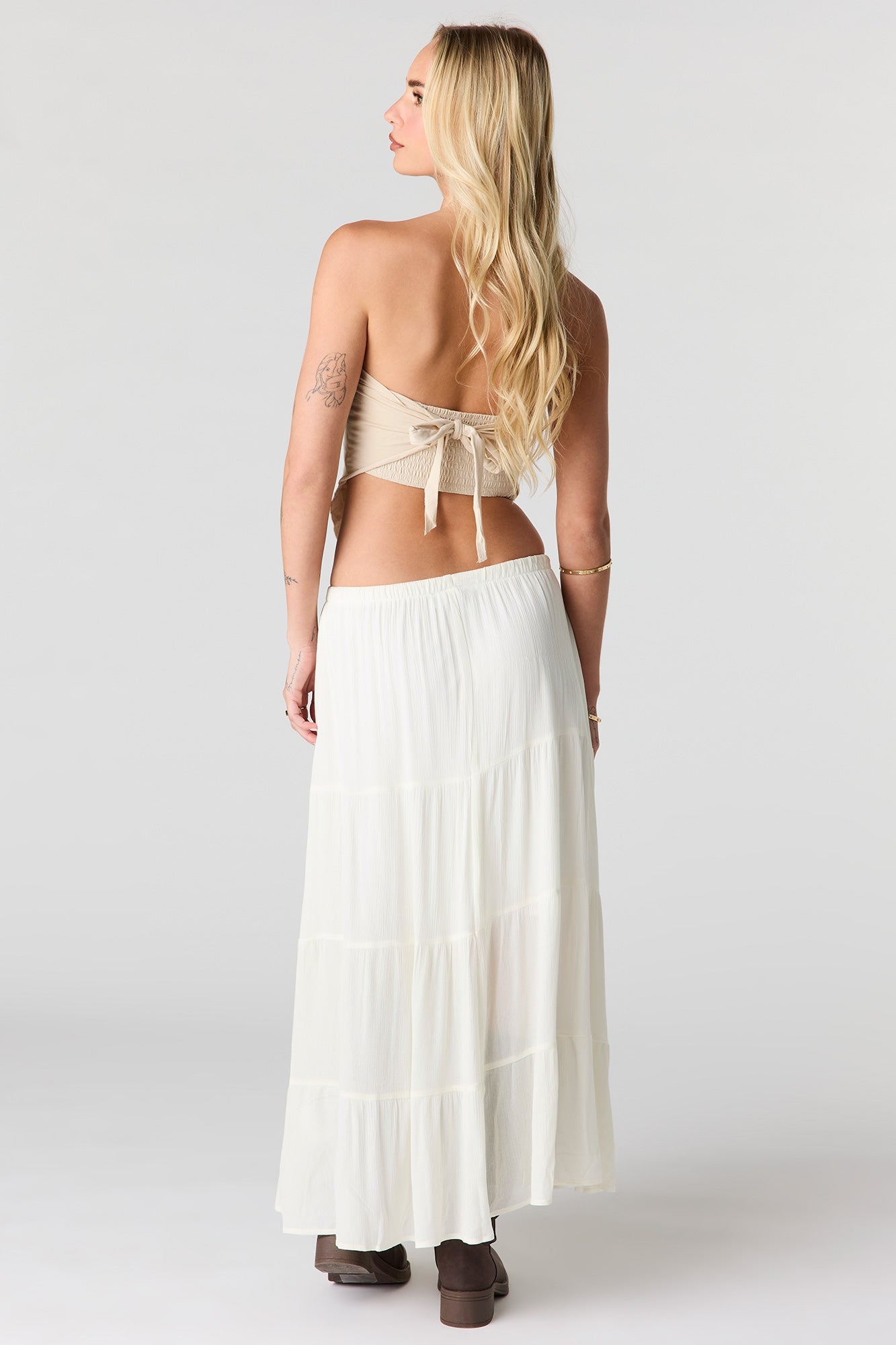 Crinkled Tiered Maxi Skirt