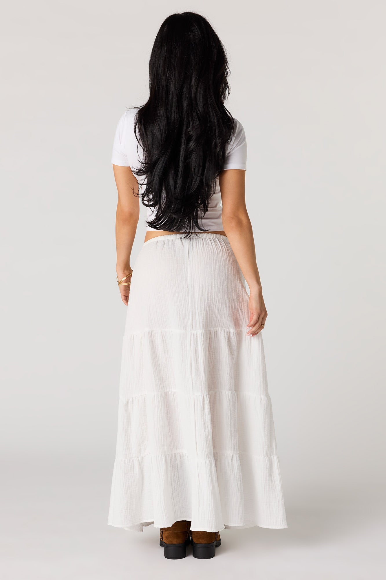 Crinkled Tiered Maxi Skirt